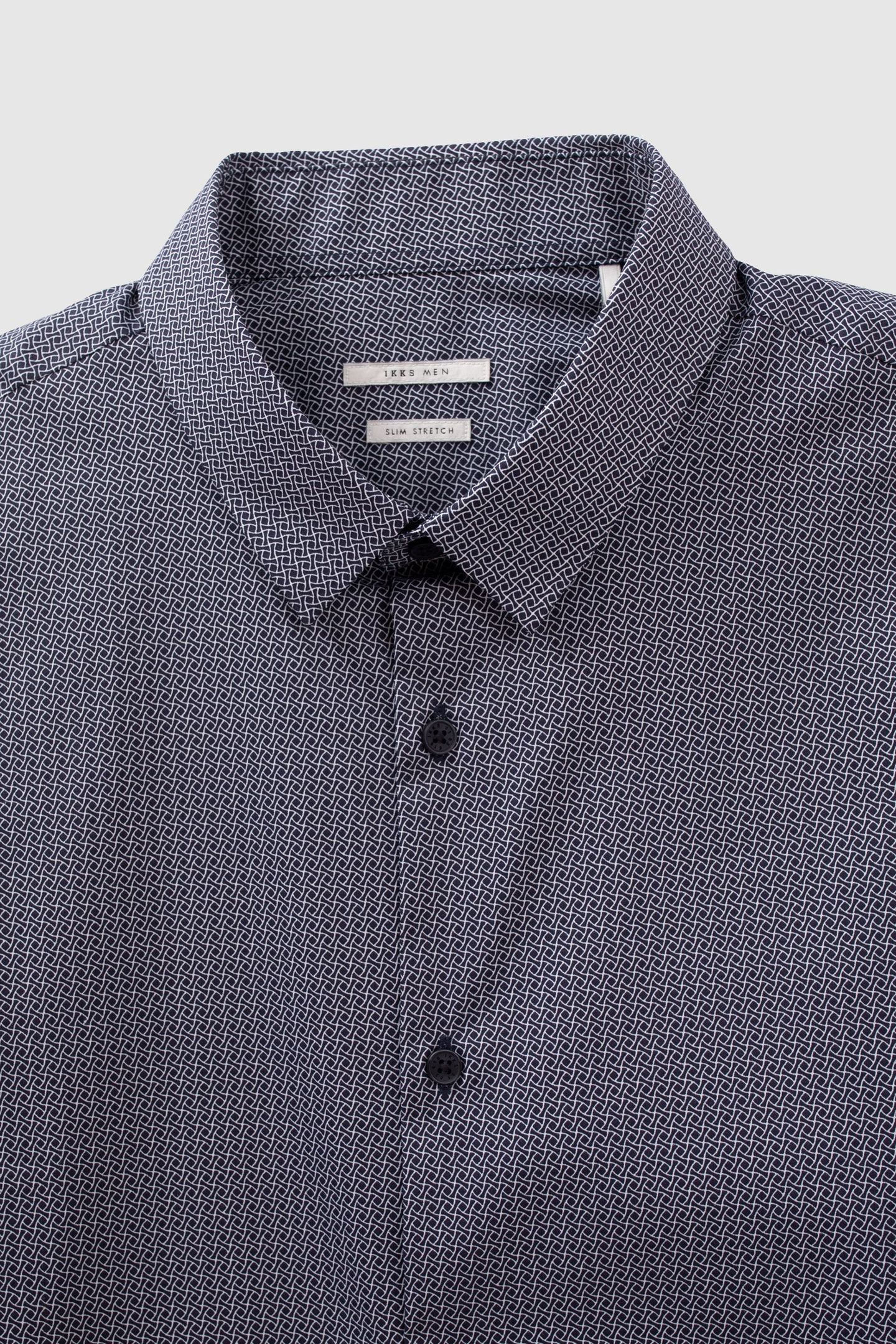 NAVY MINIMALIST PRINT EASY CARE SLIM SHIRT 7