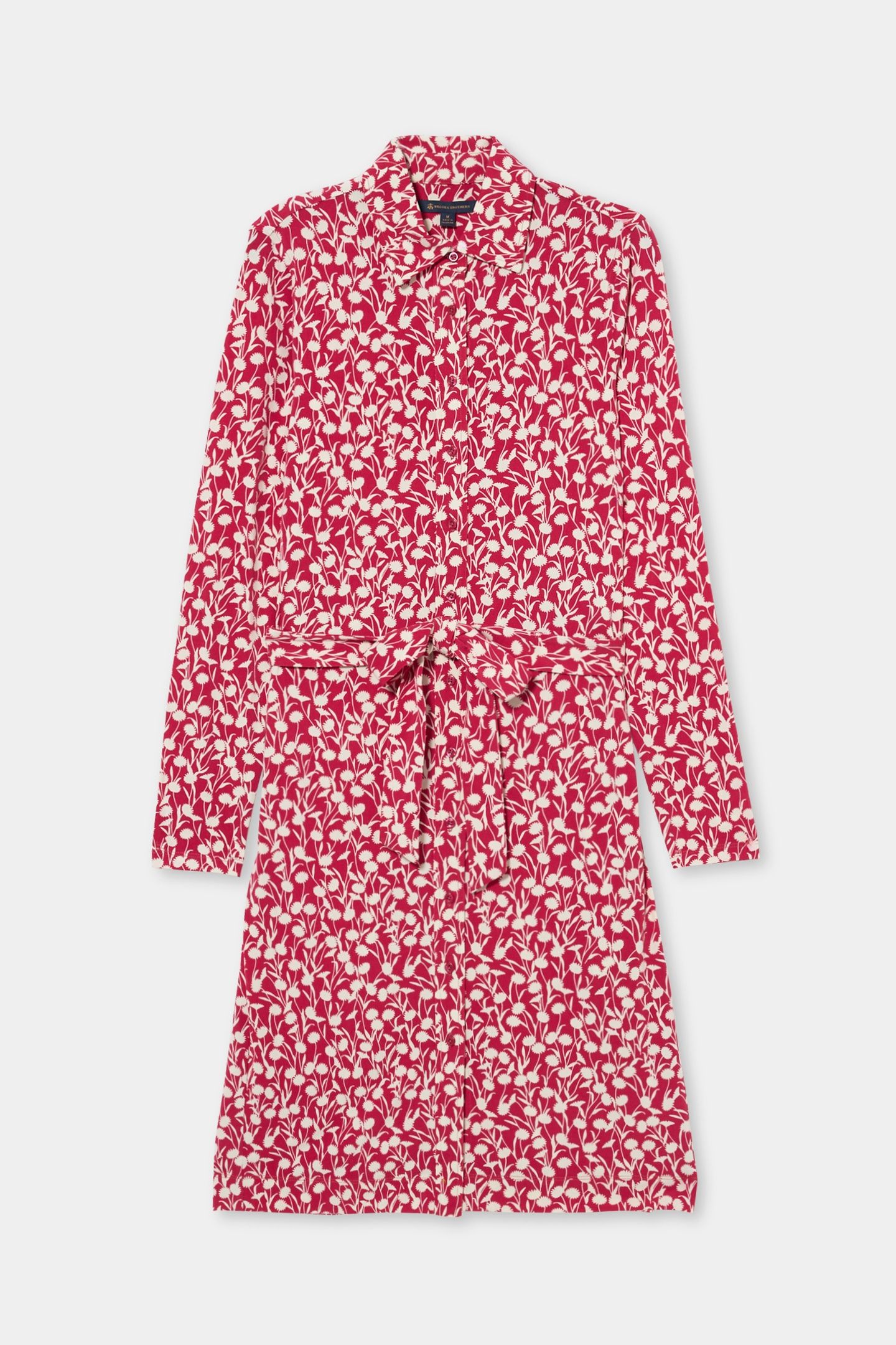 KNIT BELTED SHIRT DRESS RED 3