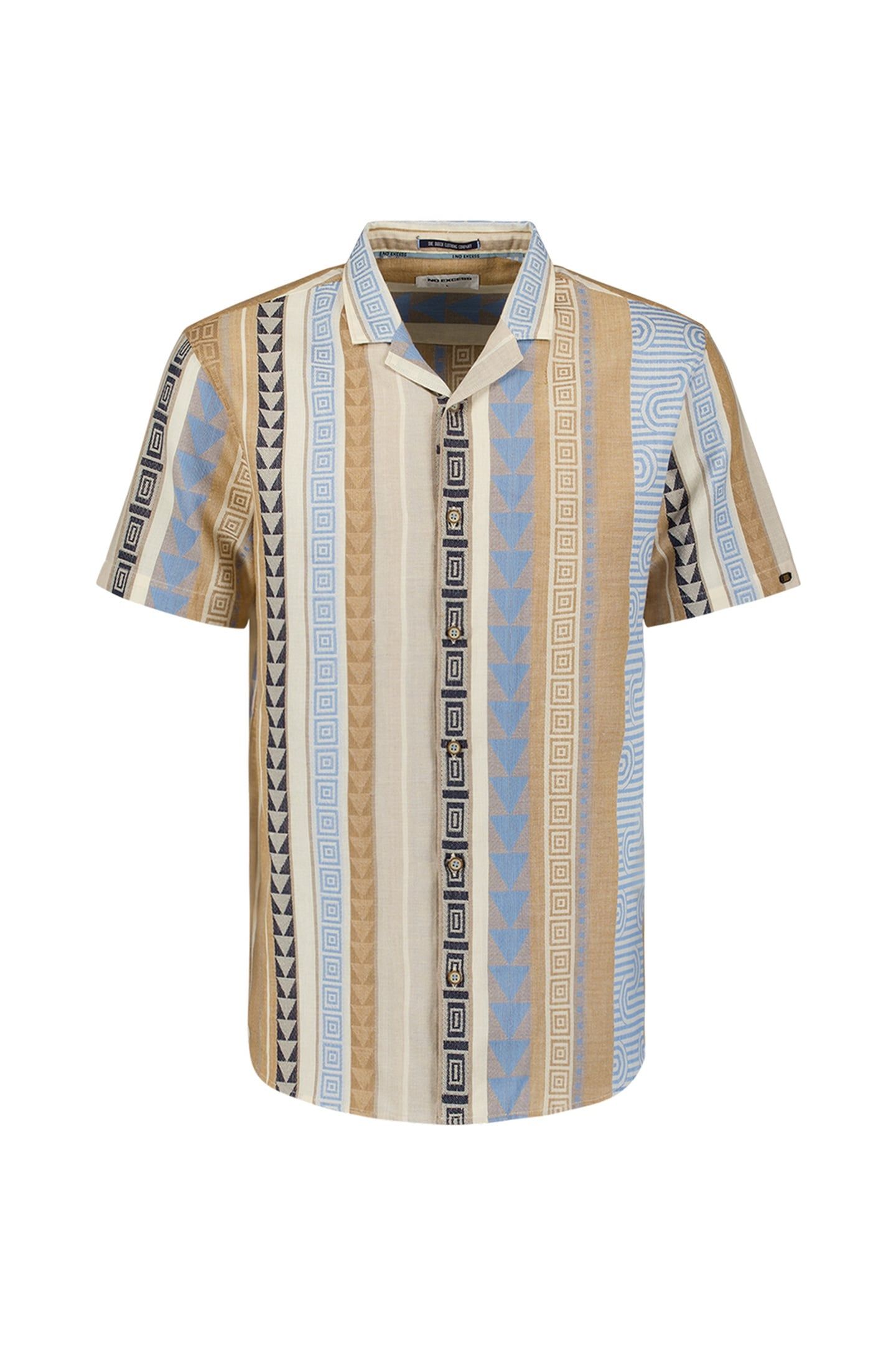 SHIRT SHORT SLEEVE REVERS COLLAR MULTI COLOURED JACQUARD PAT 1