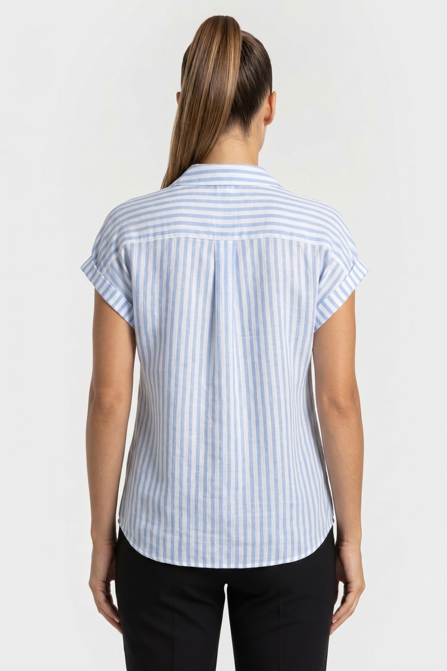 REGULAR FIT PRINTED LINEN BLOUSE LIGHT BLUE 2