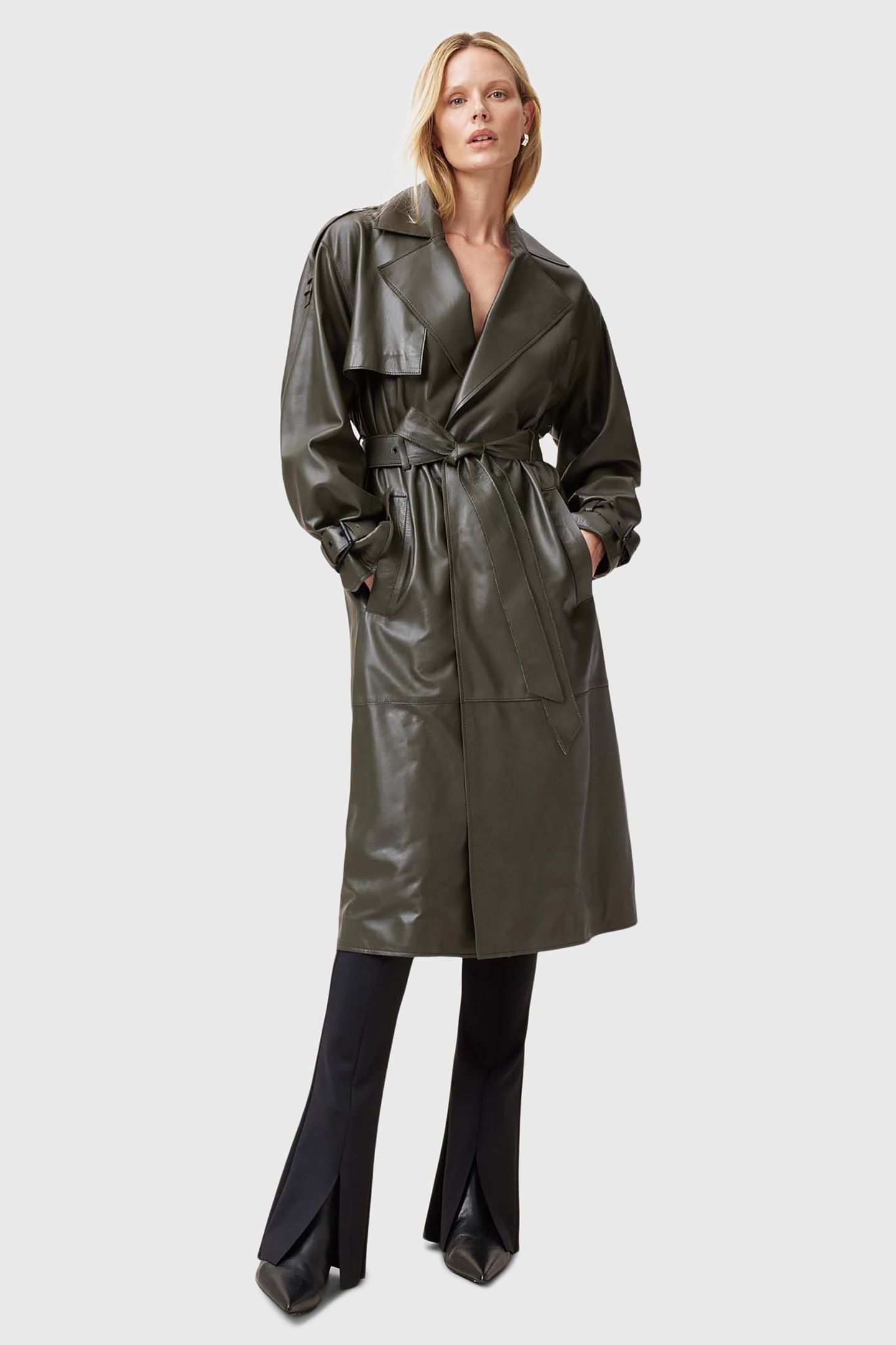 INEZ TRENCH KHAKI GREEN 3