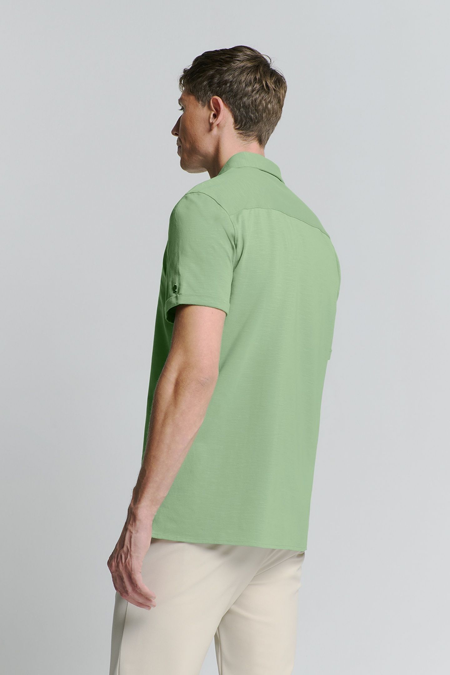 SHIRT SHORT SLEEVE SLUB JERSEY STRETCH GREEN 4