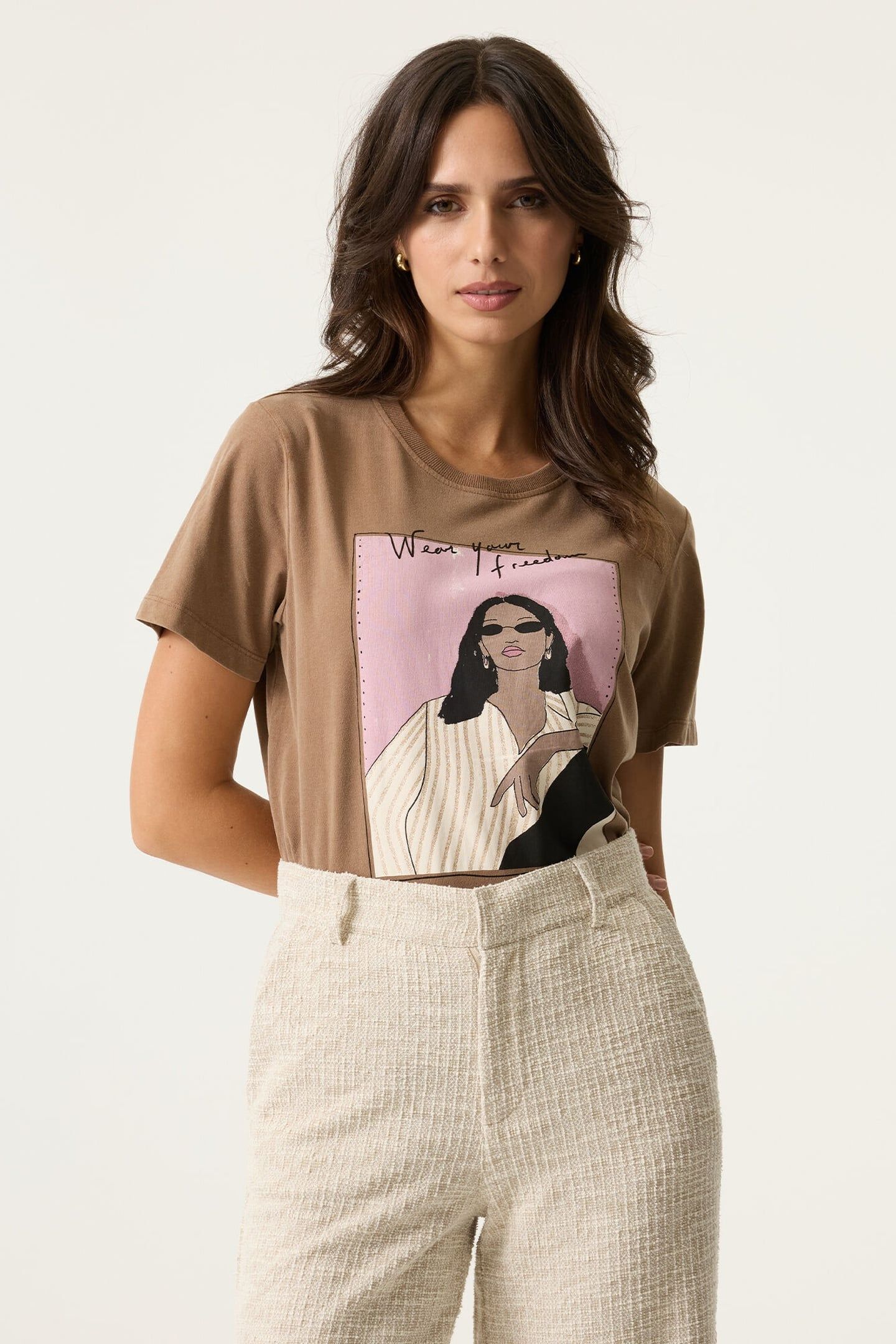 LADIES T-SHIRT SS SOFT TAUPE 1
