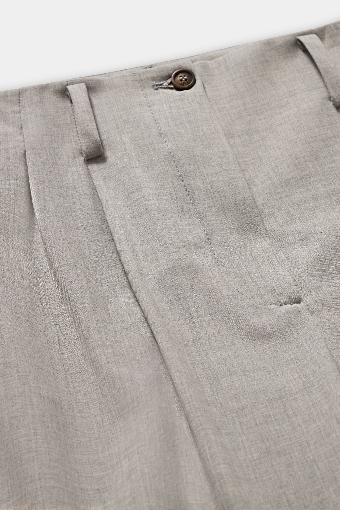 WOOL BLEND STRETCH PLEATED TROUSERS LIGHT GREY 6