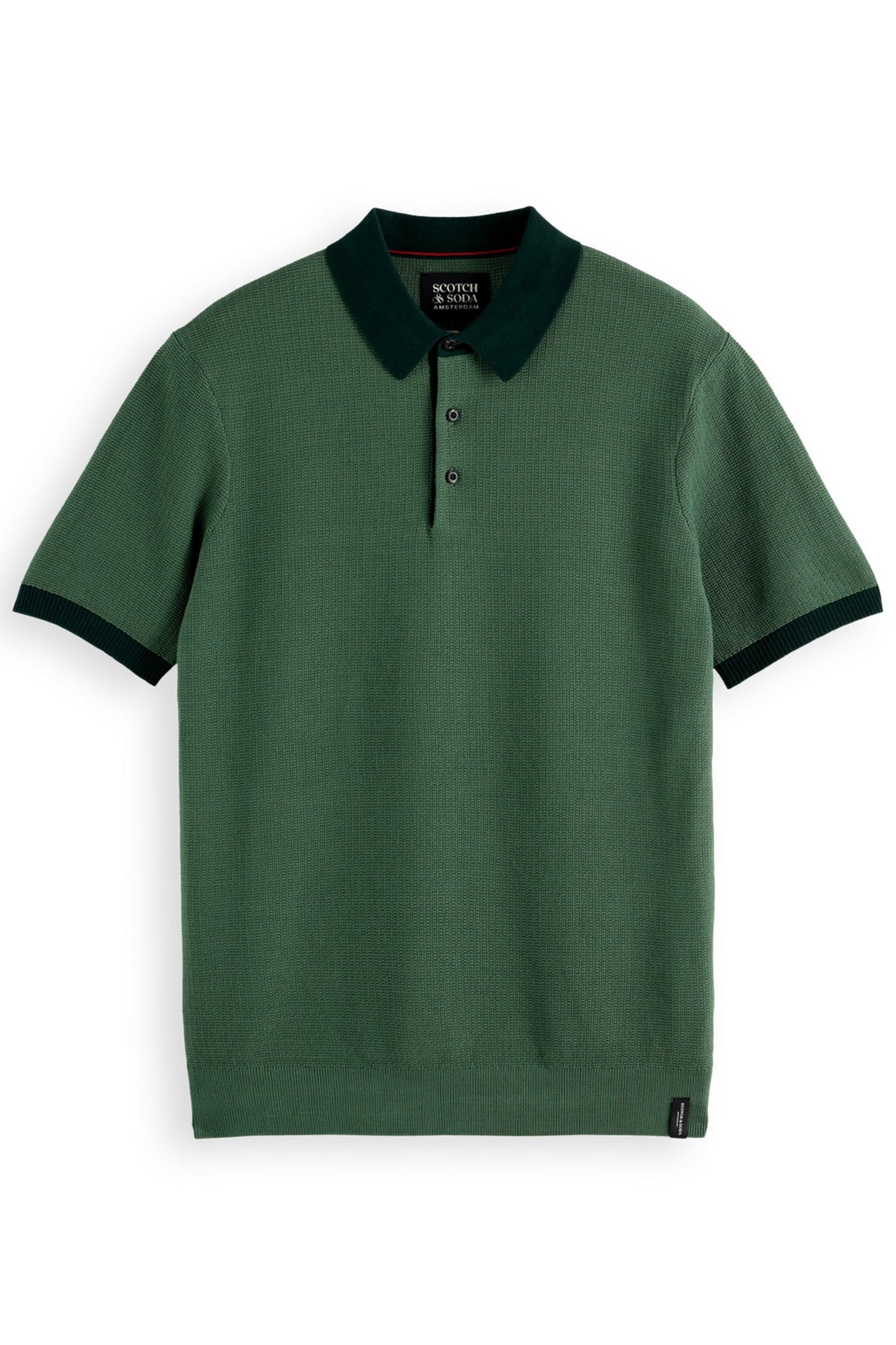 STRUCTURED KNITTED SOLID POLO SAGE GREEN 1