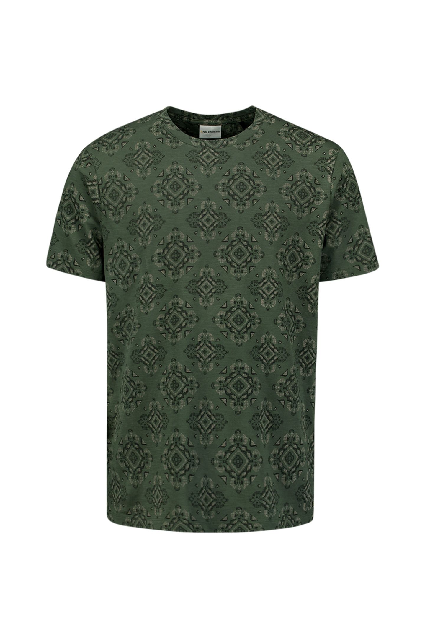 T-SHIRT CREWNECK ALLOVER PRINTED GARMENT DYED SLUB DARK GREE 5