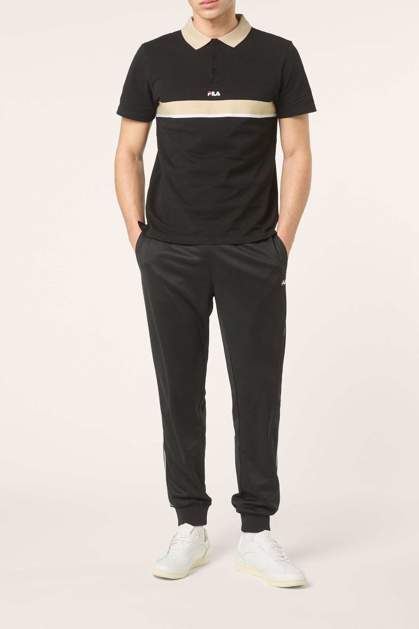 SAGANO RELAXED TAPED POLO SHIRT BLACK 2