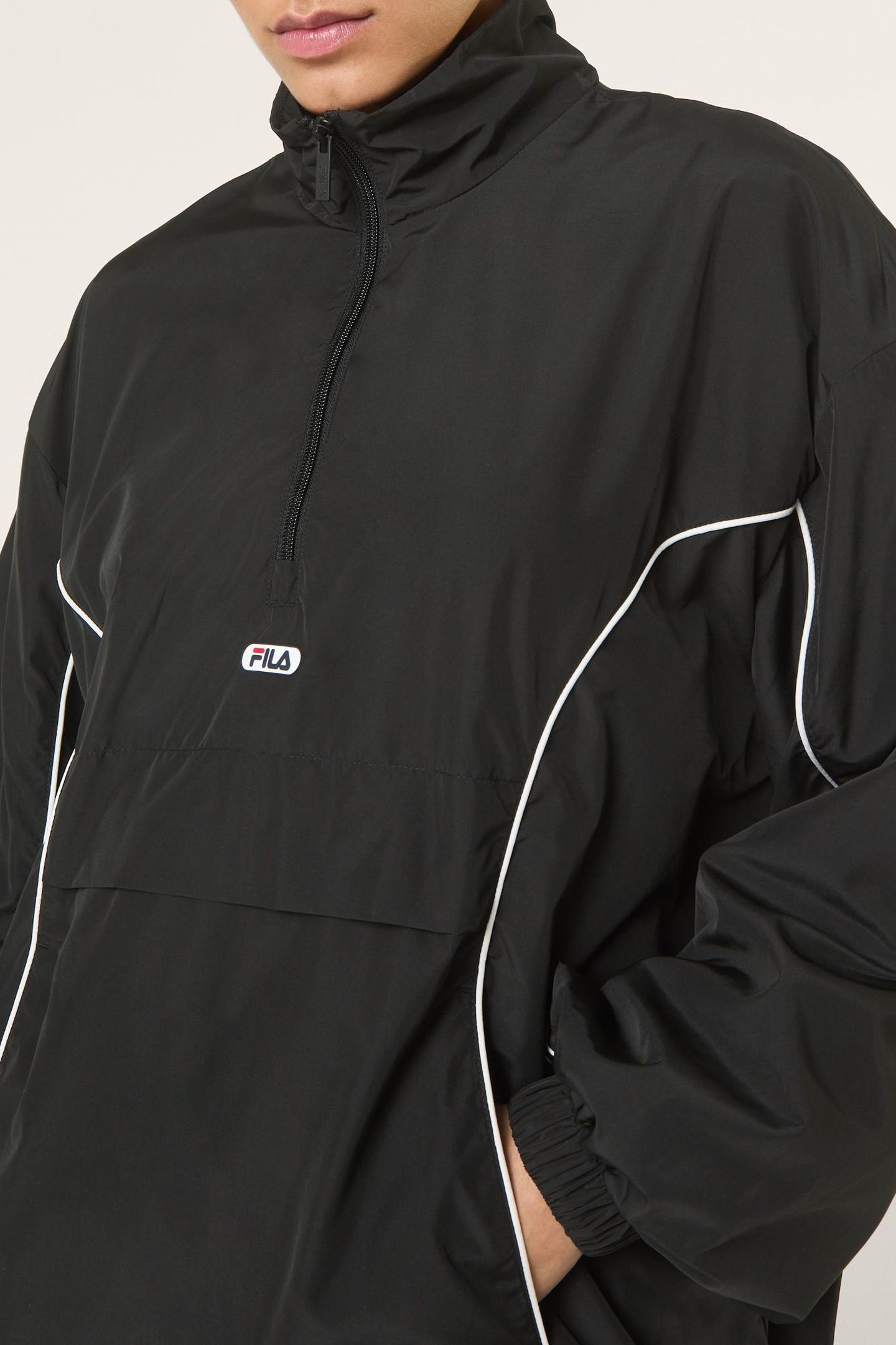 CASANO OVERSIZED CONTRAST PIPING ANORAK BLACK 6