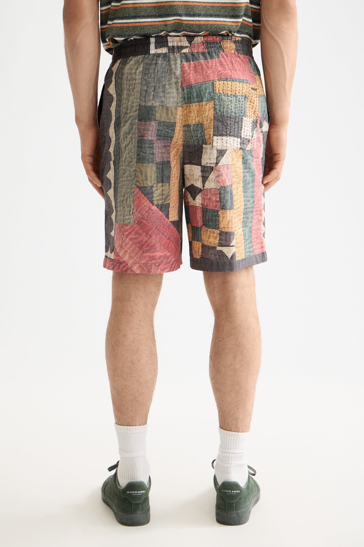 PRINTED PATCHWORK COTTON-POPLIN LOOSE FIT BERMUDA MOUNTAINS 2