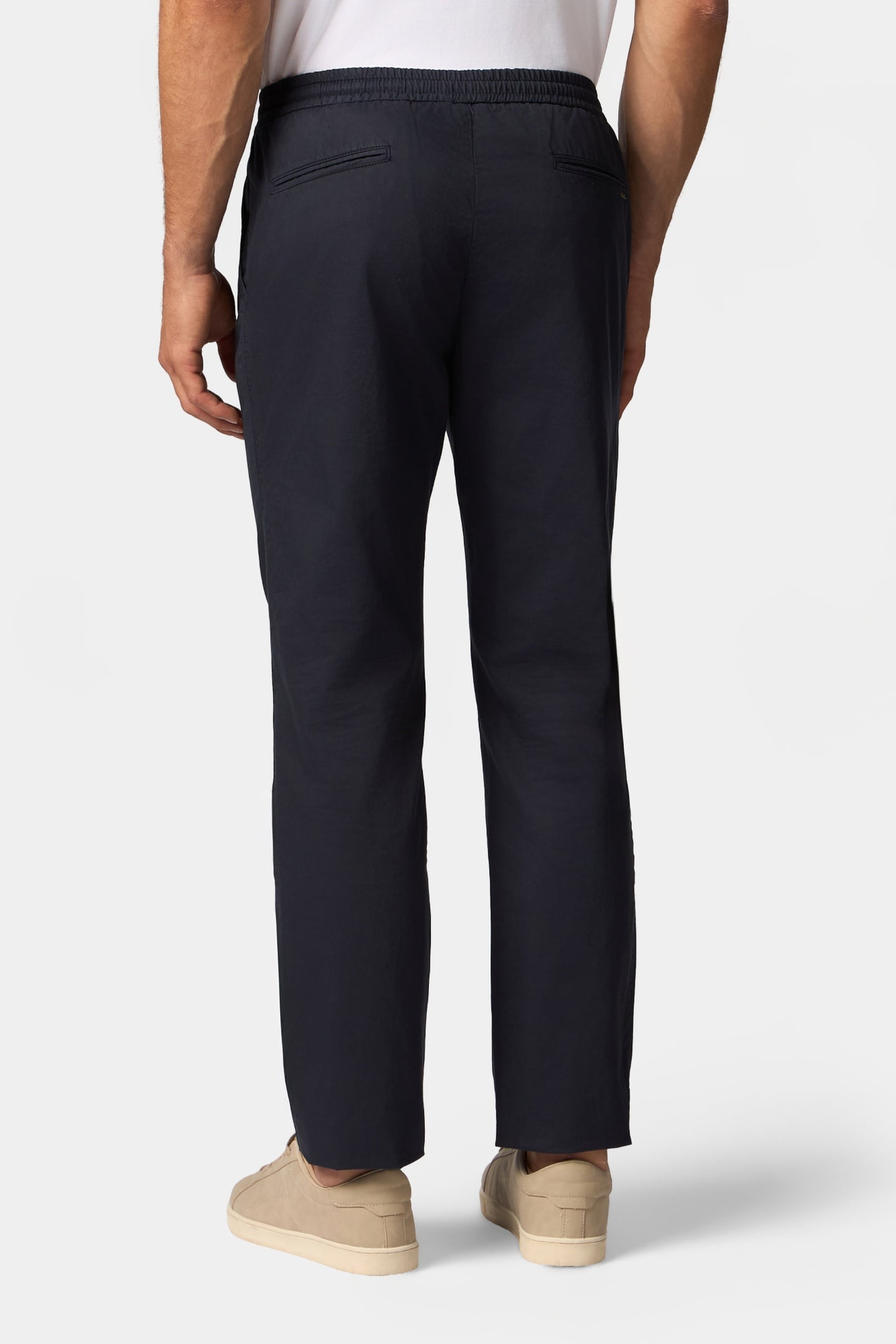 SLUB COTTON STRAIGHT-LEG PLEATED PANT NAVY 3