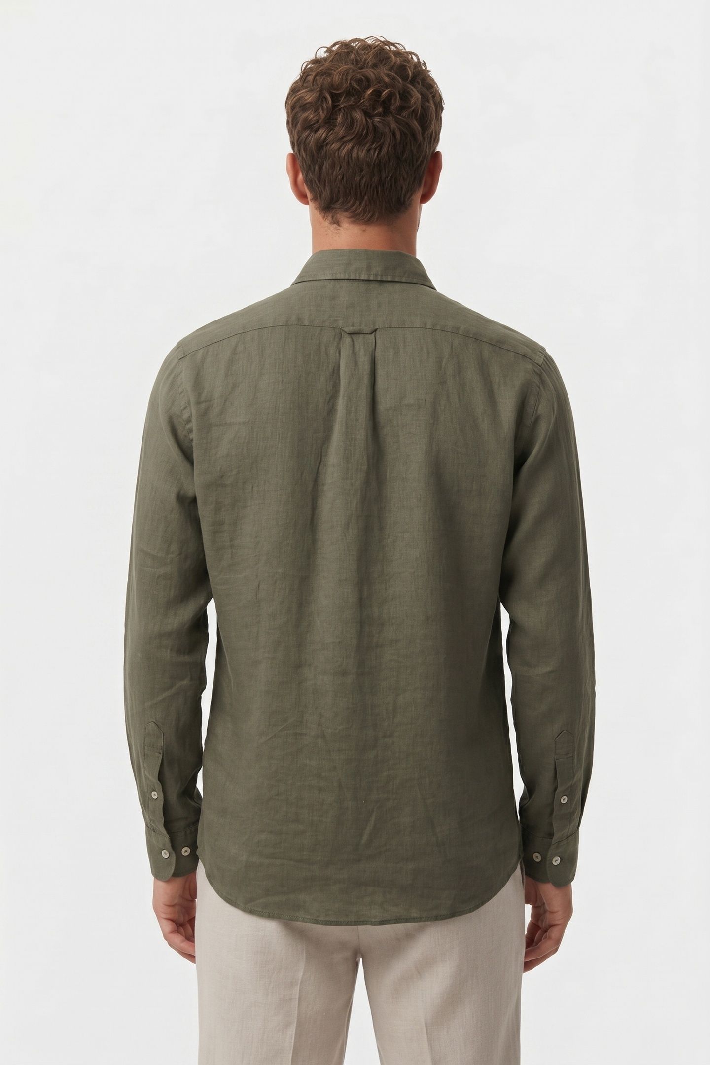 CLASSIC COLLAR SHIRT LINEN BROWN 2