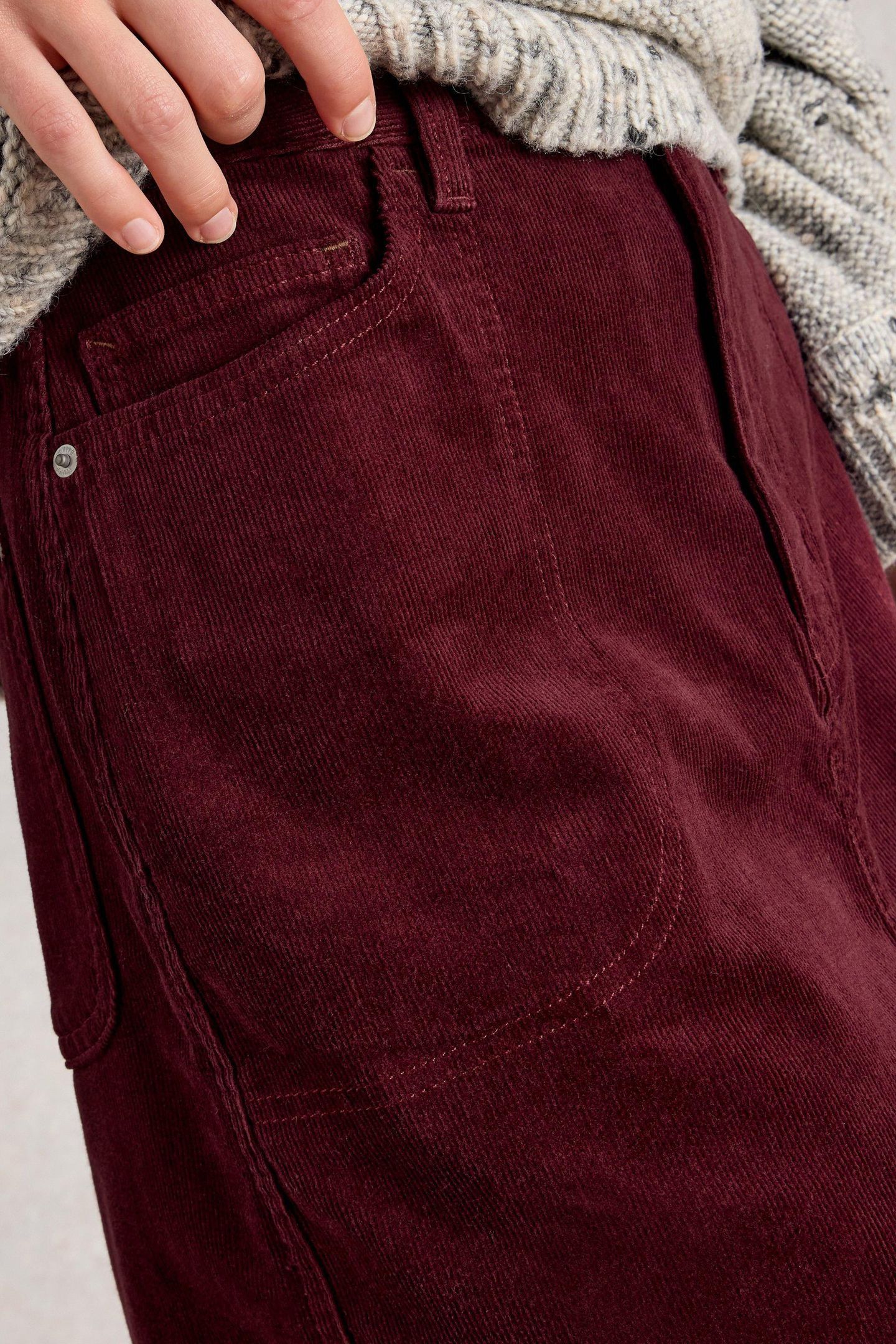 TIA CORD MIDI SKIRT DARK PLUM 6