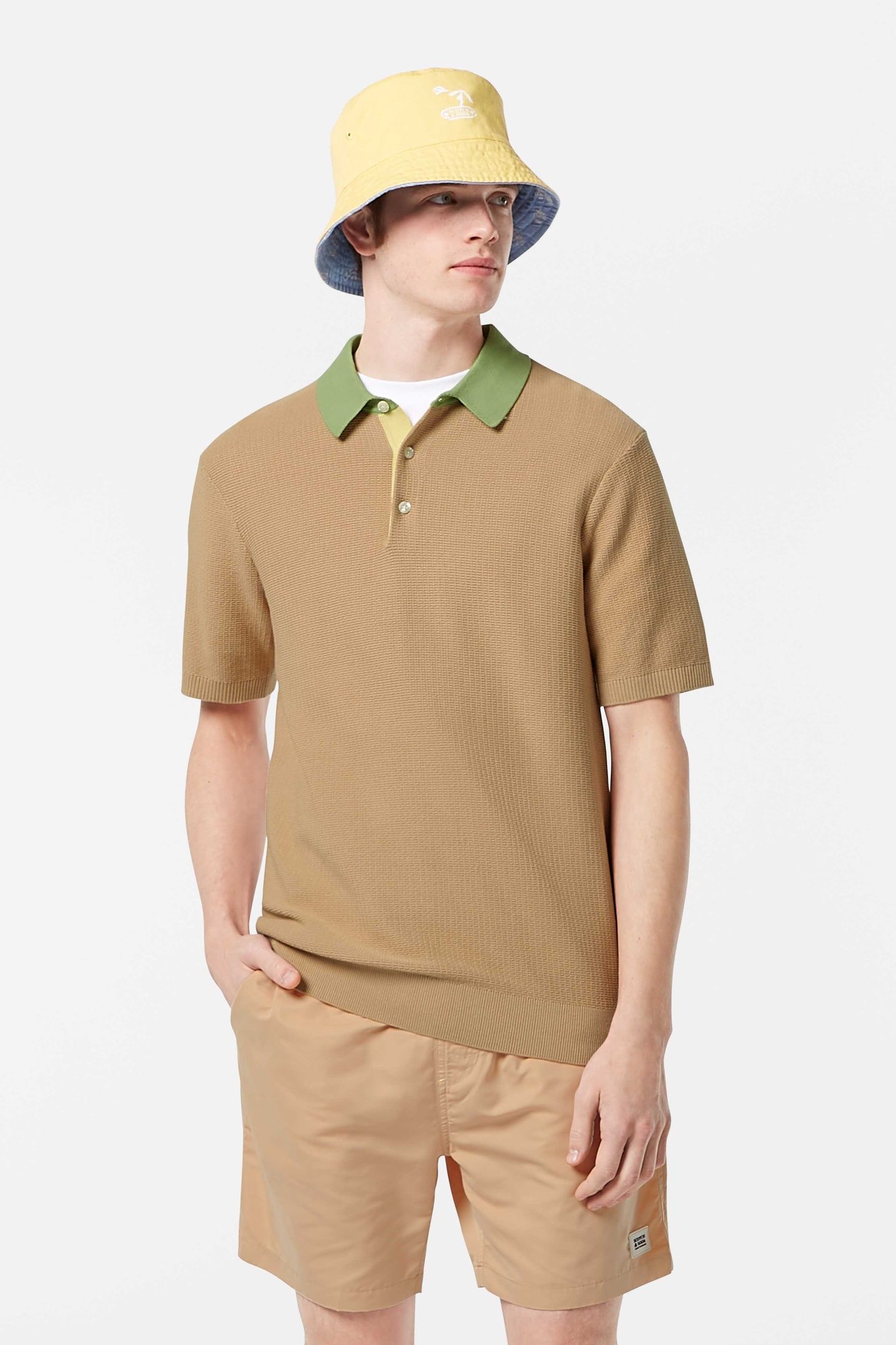 STRUCTURED KNITTED POLO SOFT CAMEL 1
