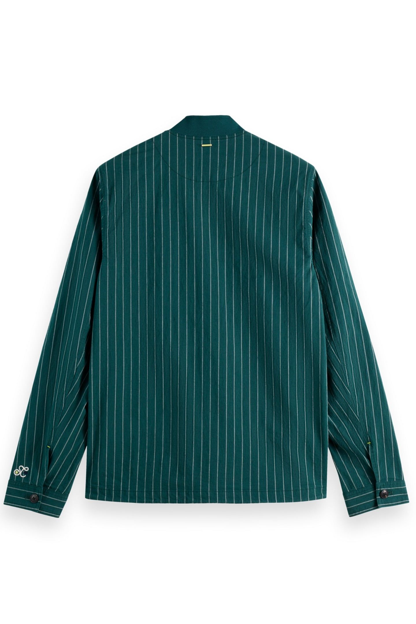 PINSTRIPED COTTON-BLEND BOMBER JACKET PITCH GREEN PINSTRIPE 2