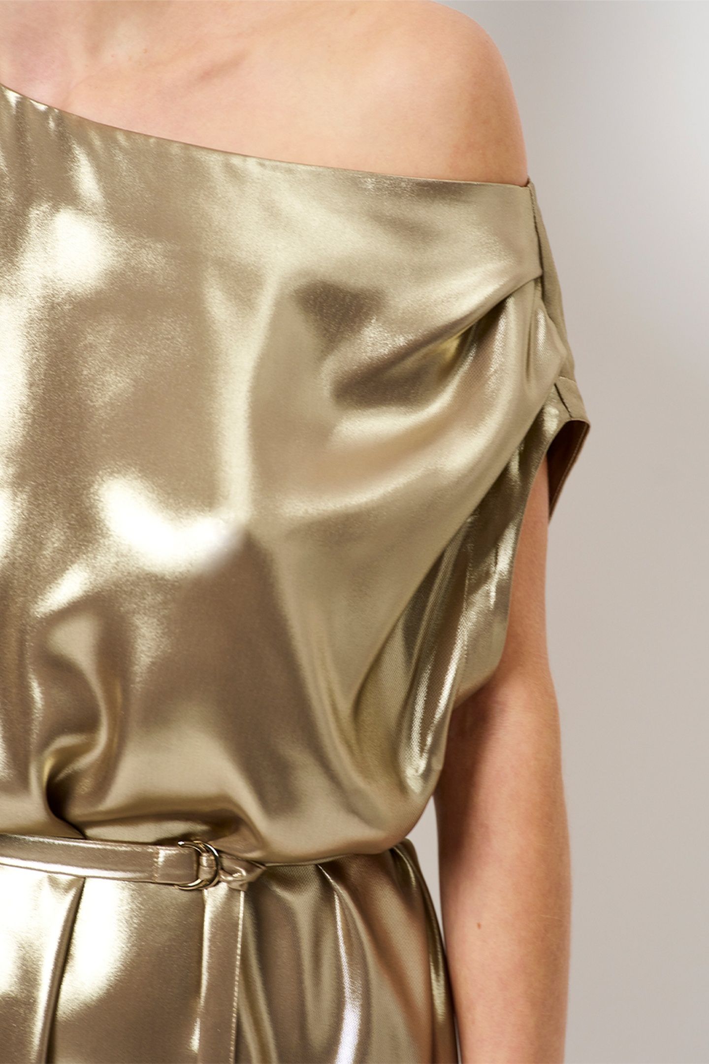 GRAYSON METALLIC DRAPEY DRESS GOLD 4
