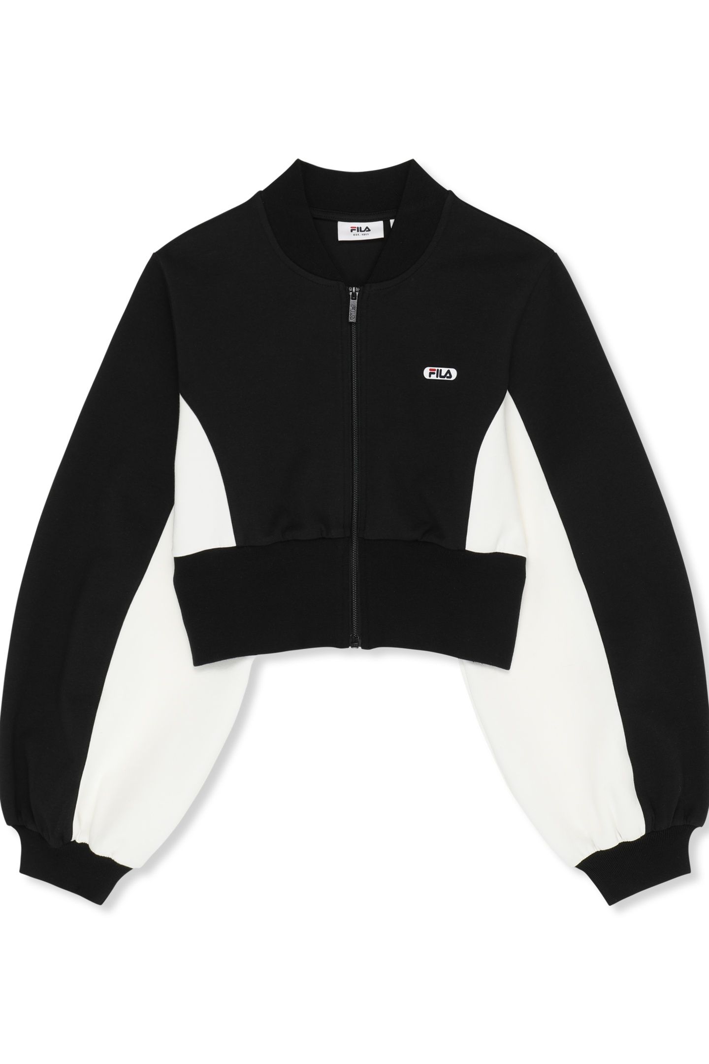 LECORE CROPPED HIGH RIB SCUBA TRACK JACKET BLACK-EGRET 4