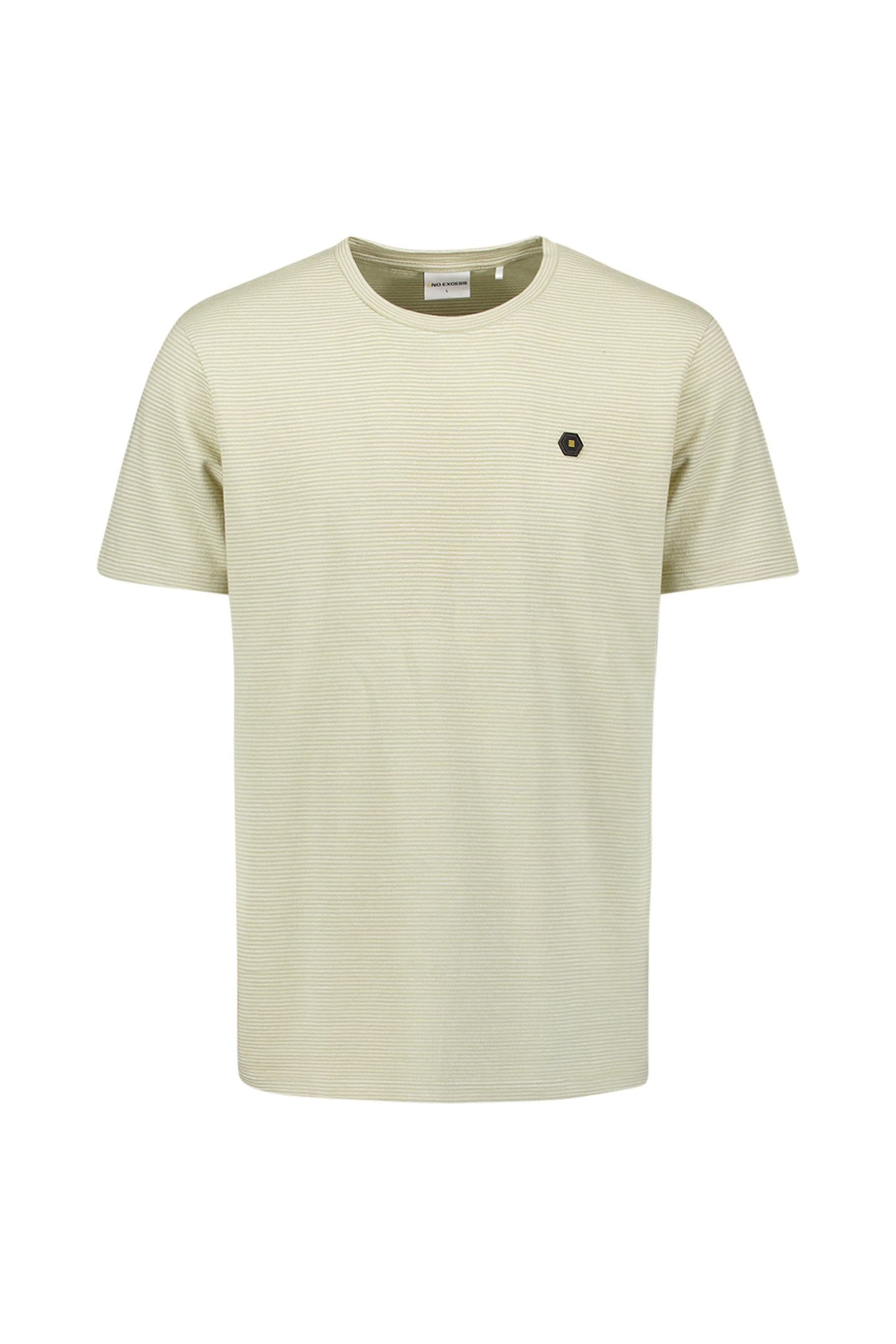 T-SHIRT CREWNECK MELANGE JACQUARD STRIPES LIGHT MOSS 4