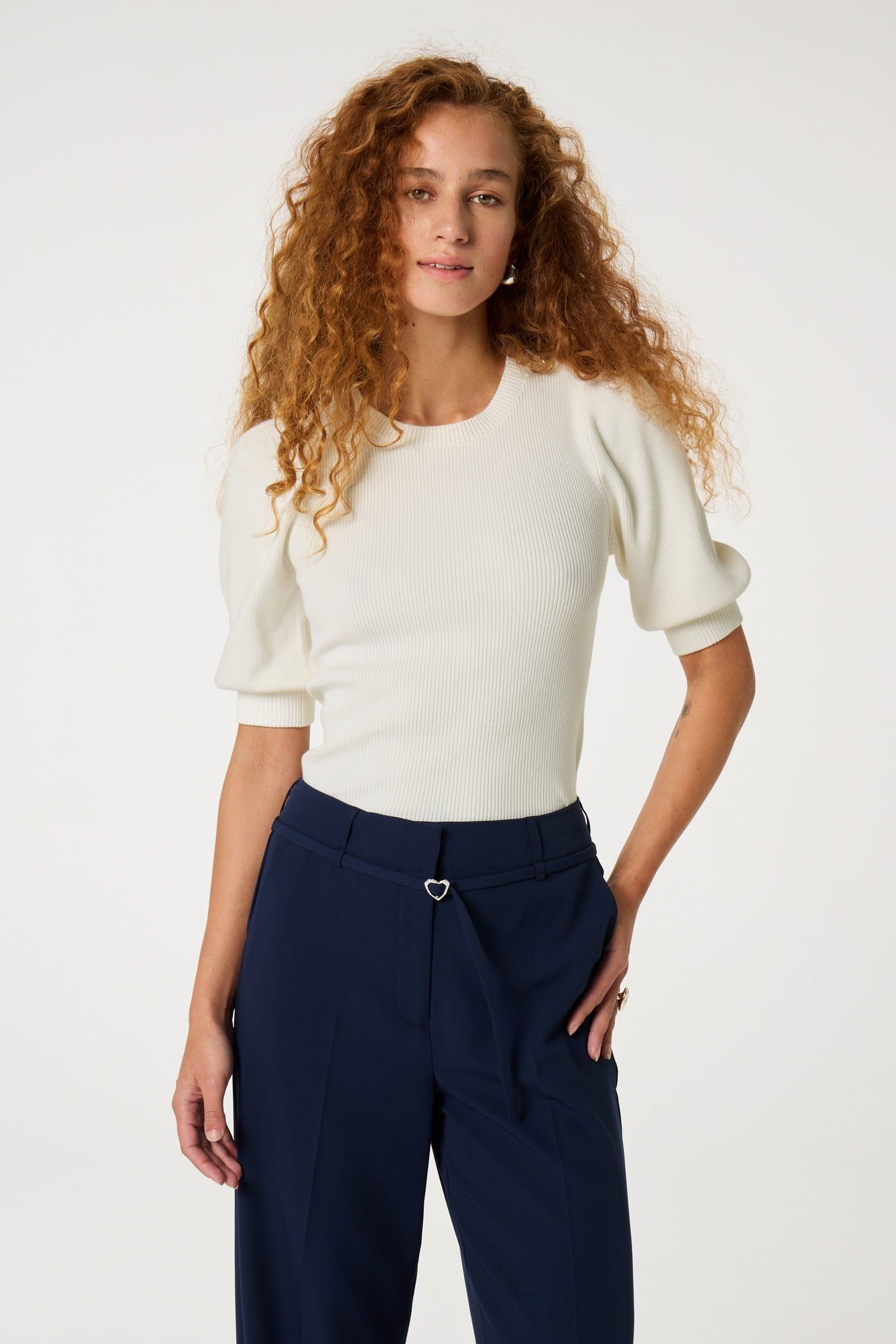LILLIAN SHORT SLEEVE PULLOVER COSY WHITE 1