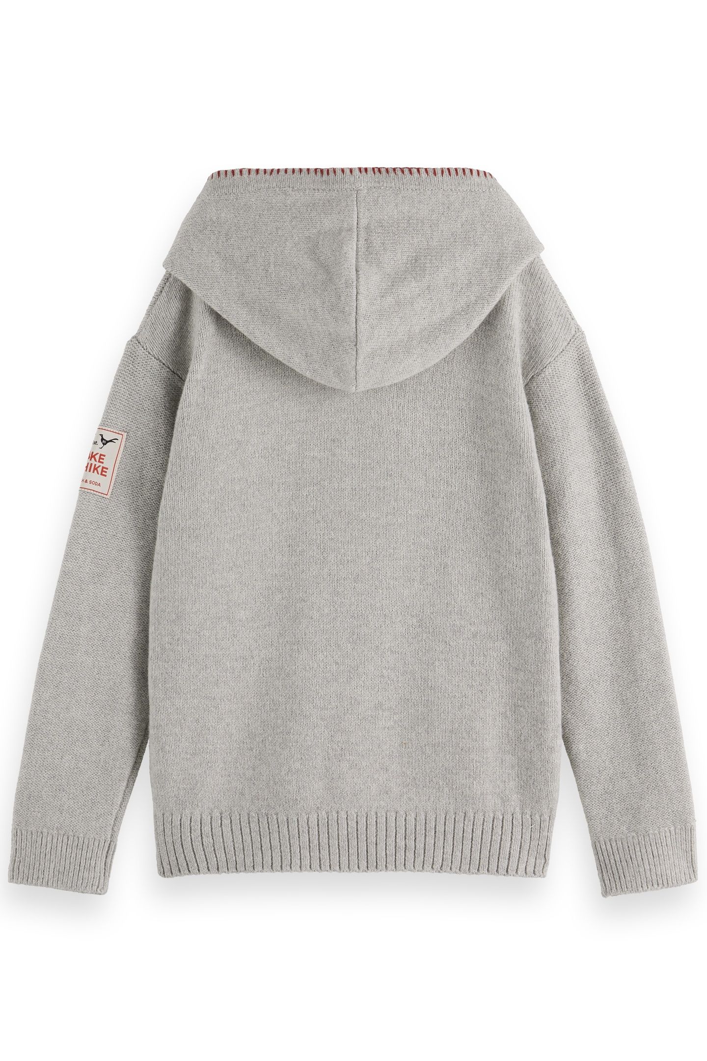 BOY RELAXED-FIT EMBROIDERED KNITTED HOODIE GREY MELANGE 2