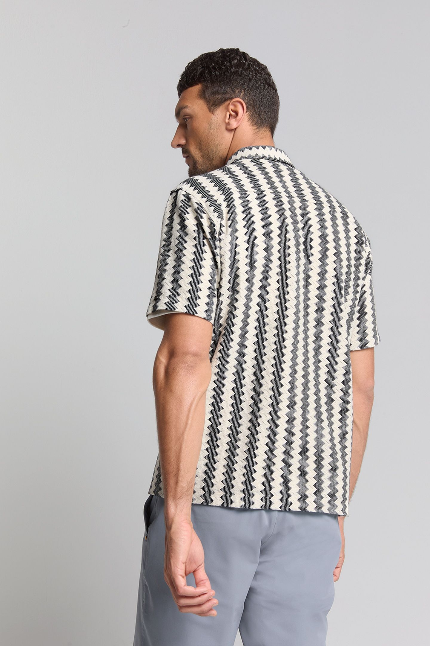 SHIRT SHORT SLEEVE ZIG ZAG JACQUARD OFFWHITE 3