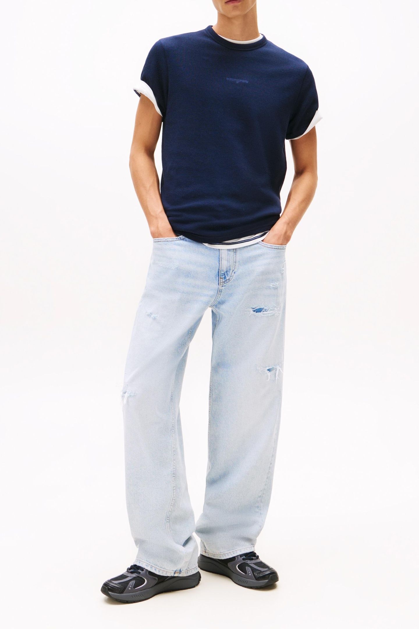 SLIM WAFFLE TEE DARK NIGHT NAVY 3