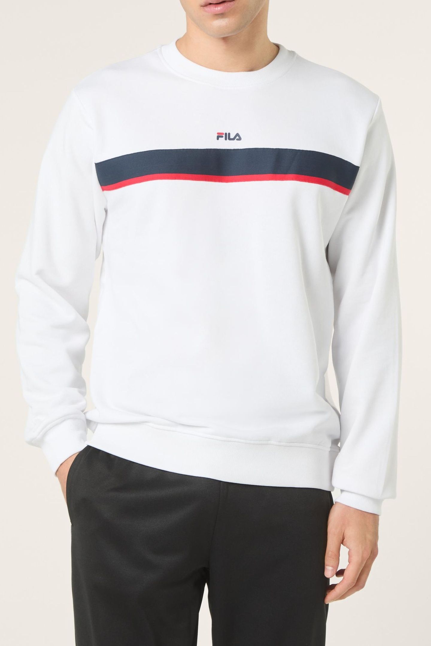 SAGANO REGULAR TAPED CREWNECK SWEATSHIRT BRIGHT WHITE 1