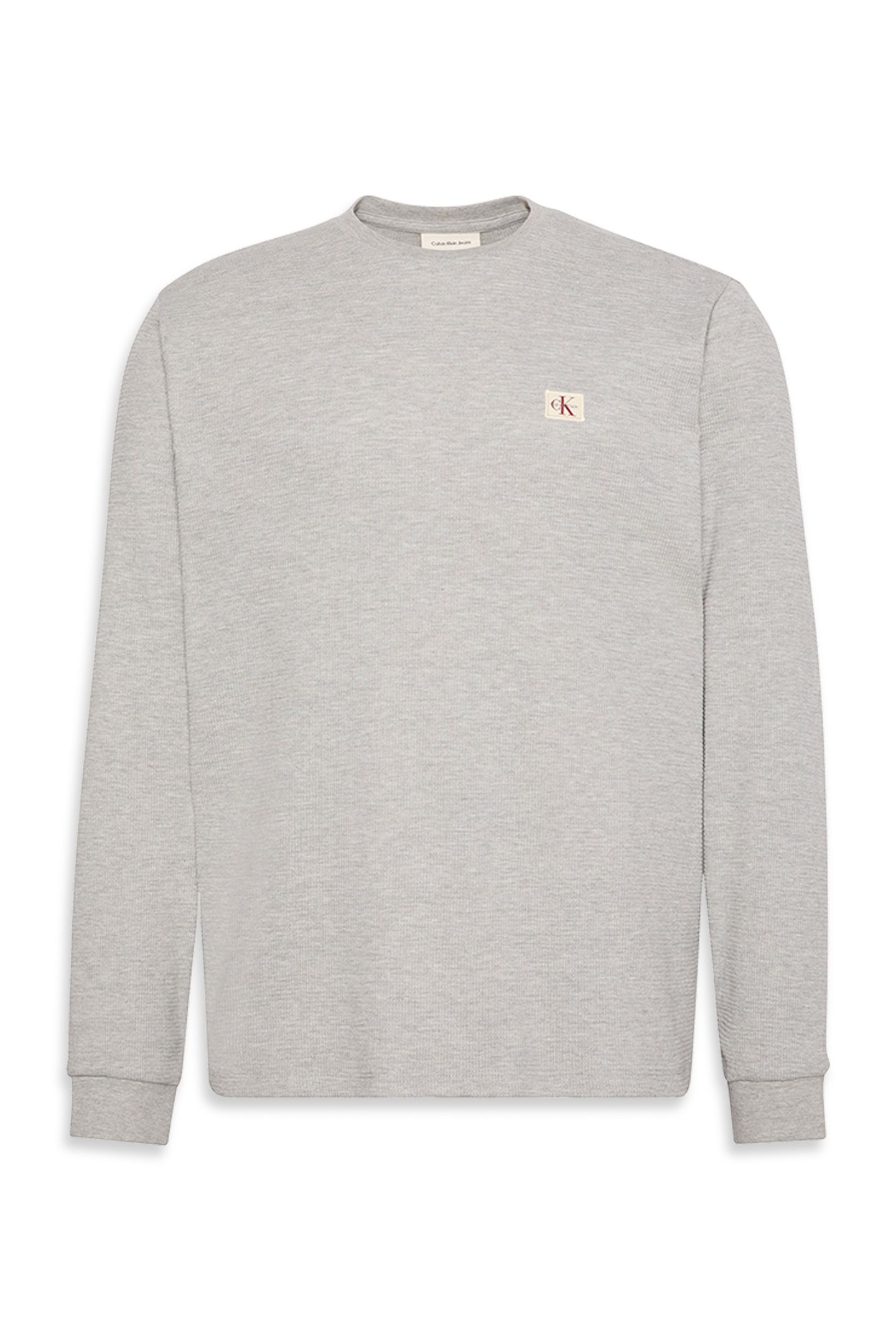 LS WAFFLE BADGE CREW NECK TEE HEROIC GREY HEATHER 5