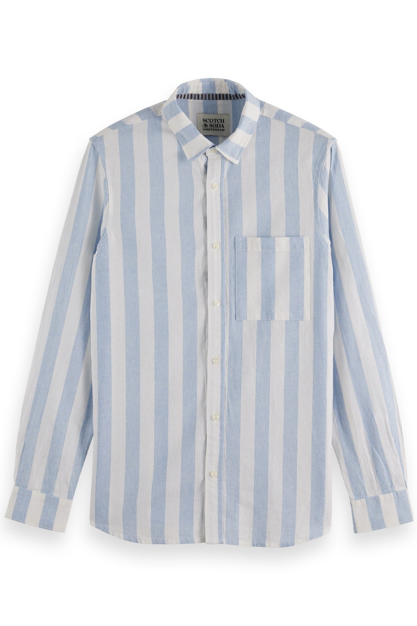 YARN-DYED LINEN BLEND STRIPED REGULAR FIT SHIRT SKY BLUE STR 4