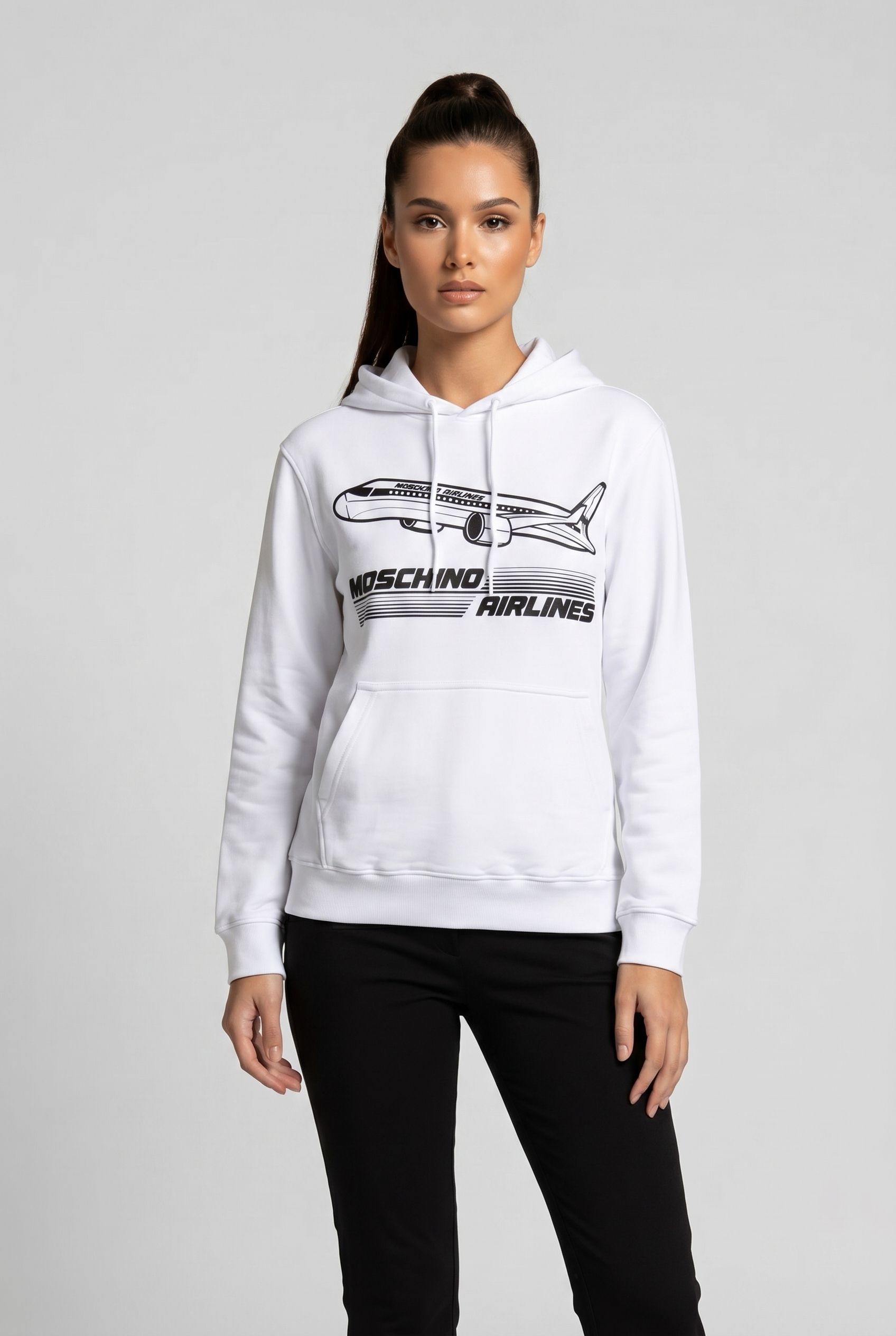 MOSCHINO AIRLINES ORGANIC COTTON SWEATSHIRT WHITE 1