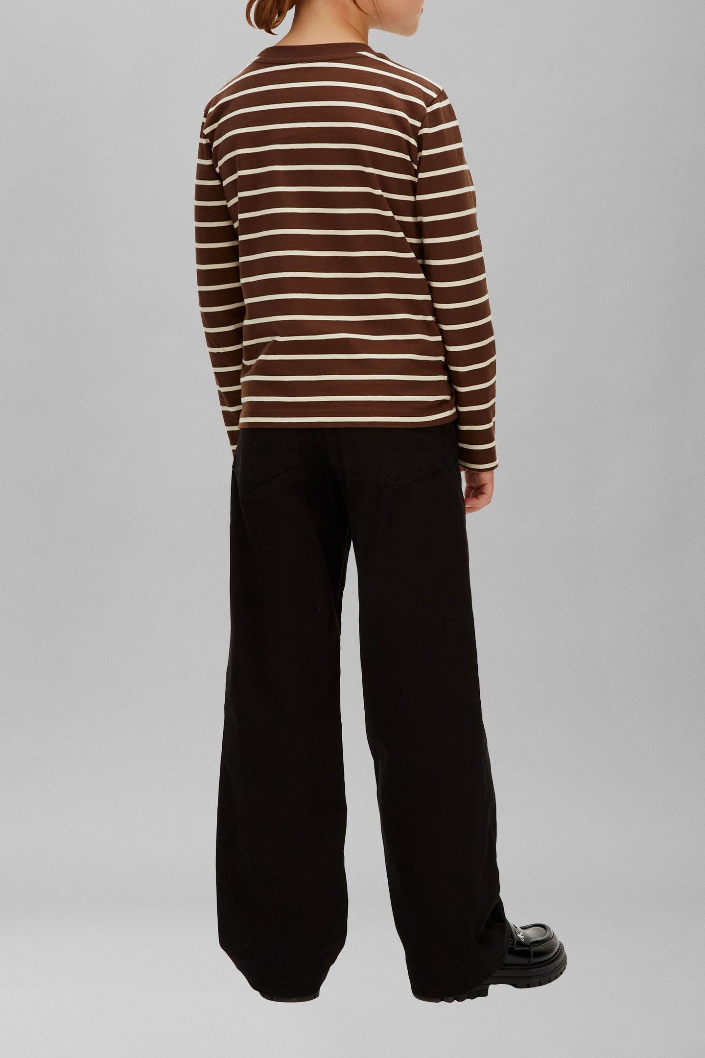 GIRLS STRIPE L/S T-SHIRT LEGACY BROWN/WHITE GRAY 5