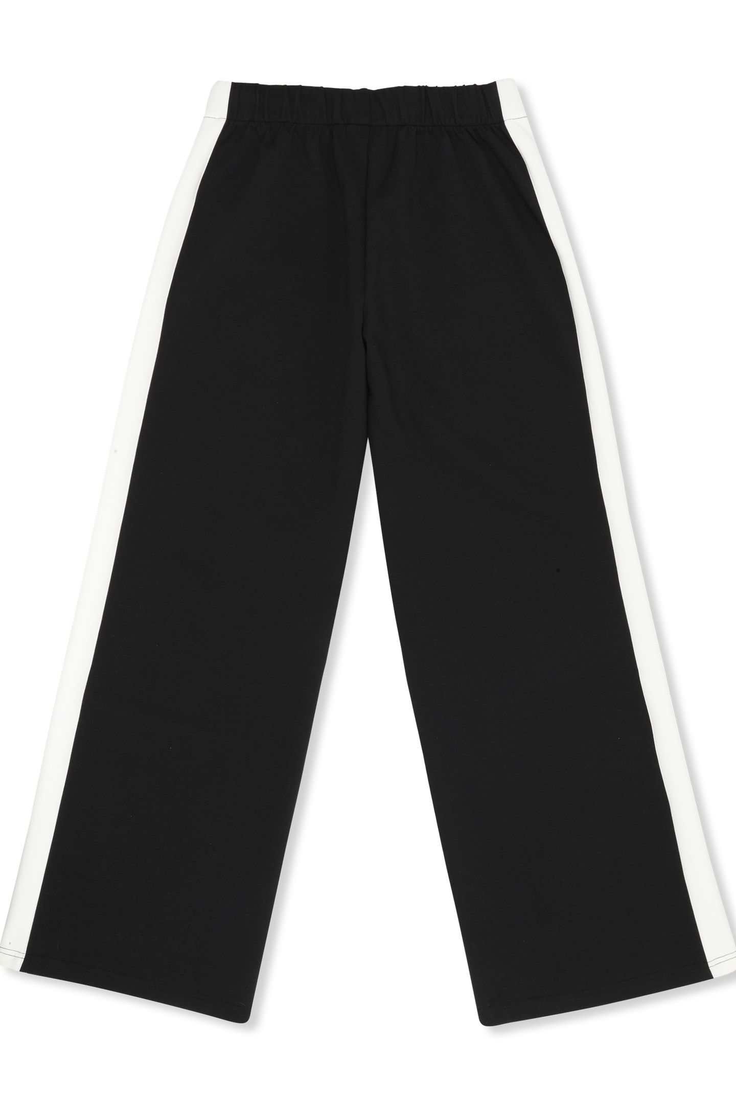 LECORE WIDE CONTRAST PANEL SCUBA TRACK PANTS BLACK-EGRET 4