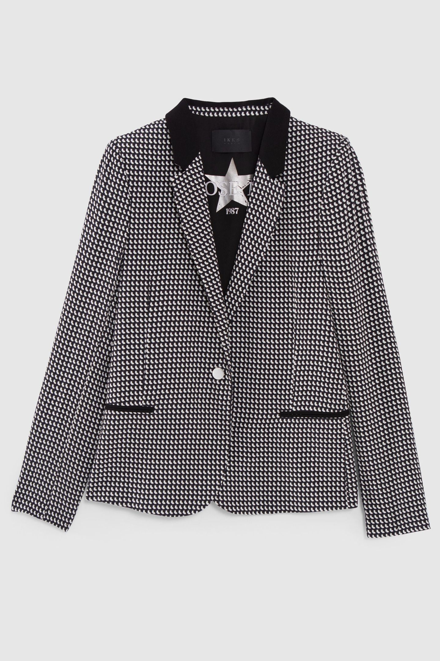 BLACK LENZING™ ECOVERO™ KNIT GRAPHIC SUIT JACKET 5