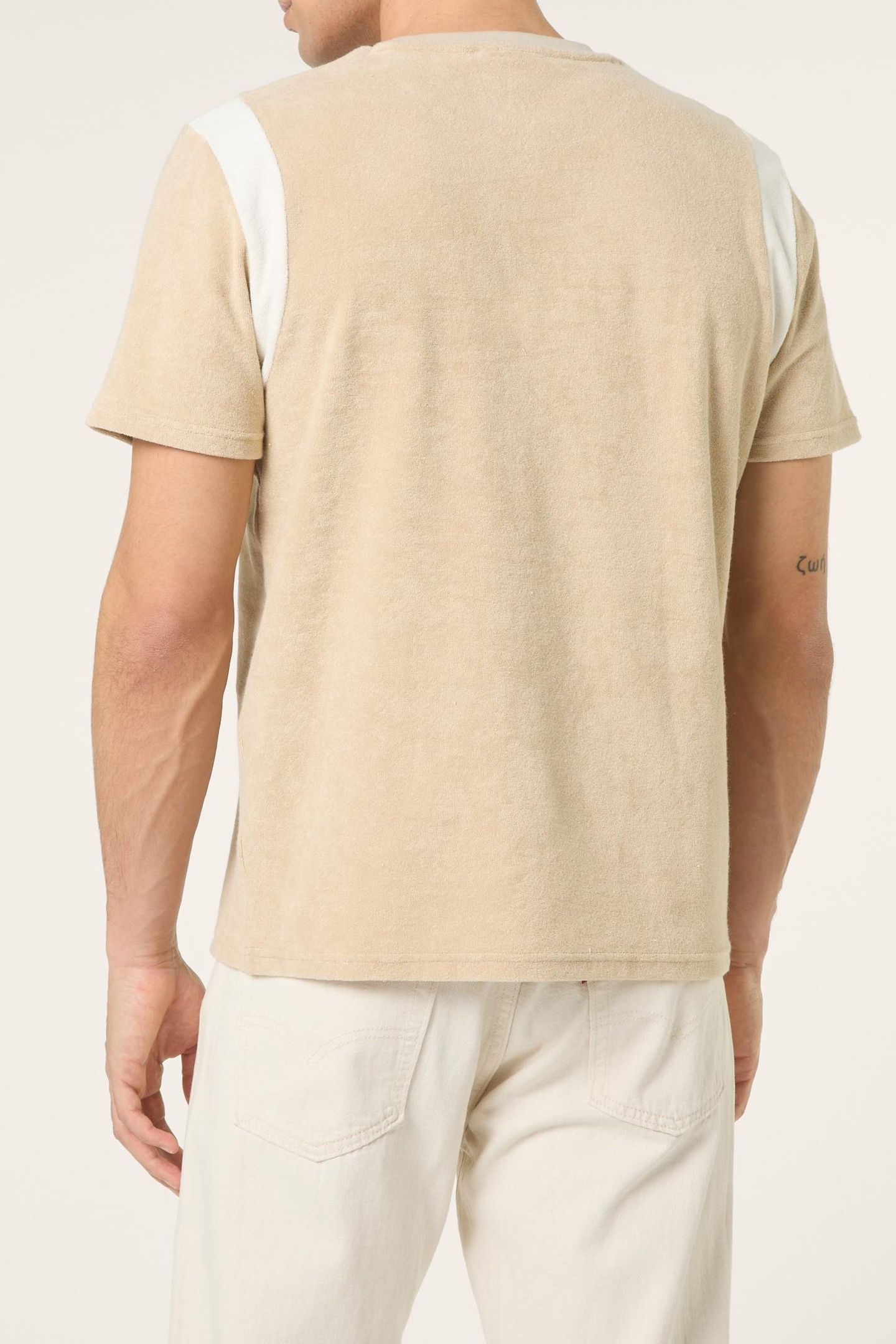 EMPOLI REGULAR BLOCKED TOWELLING T-SHIRT WHITE PEPPER-EGRET 3