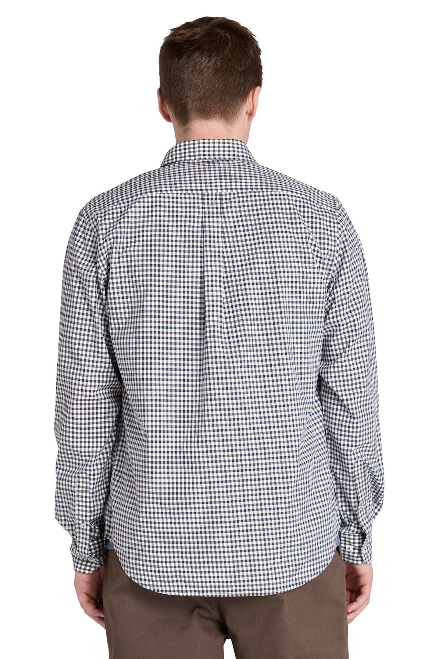 STRETCH POPLIN GINGHAM SHIRT CHOCOLATE BROWN 3