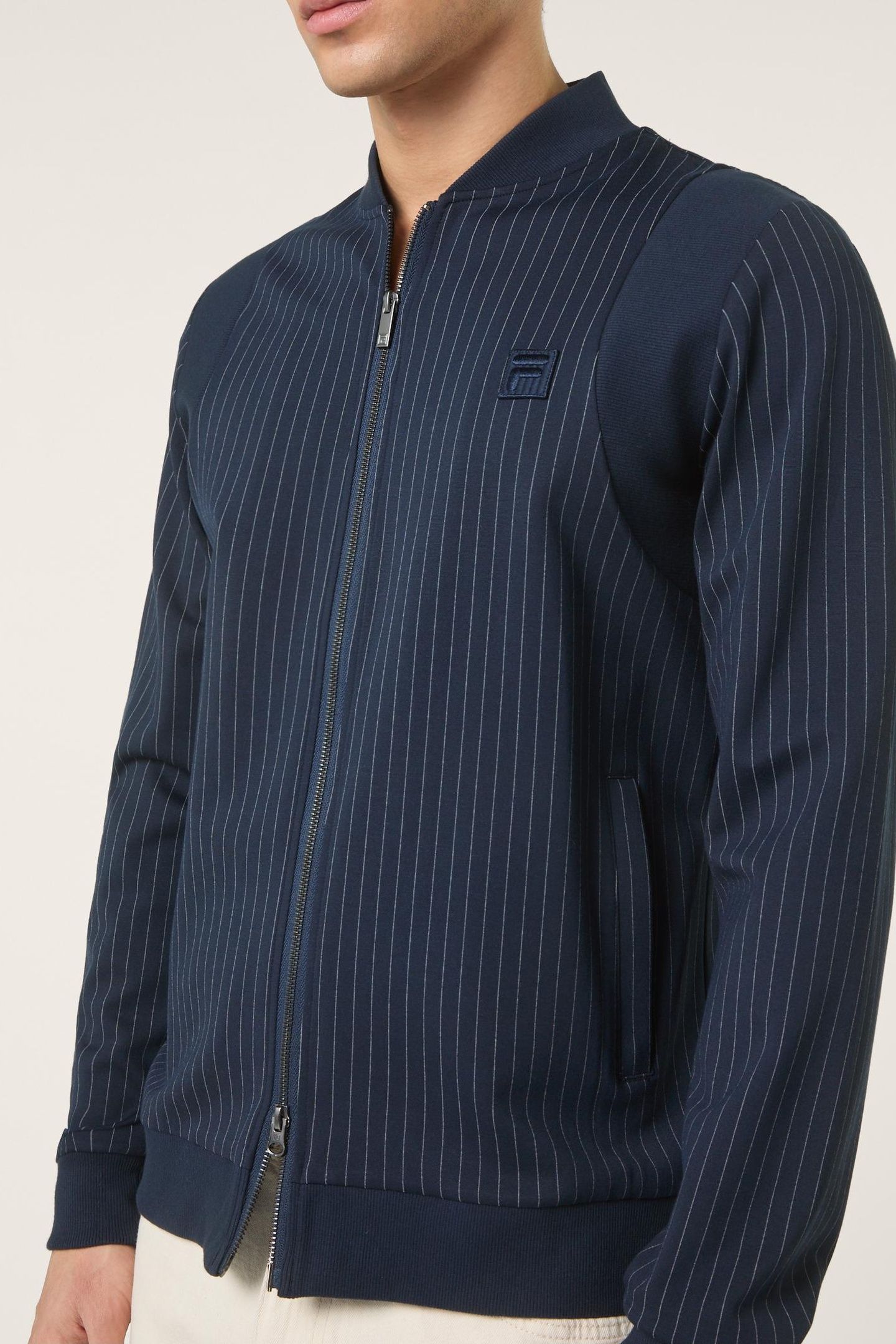 LUCCA REGULAR PINSTRIPED TRACK JACKET BLACK IRIS / EGRET STR 4