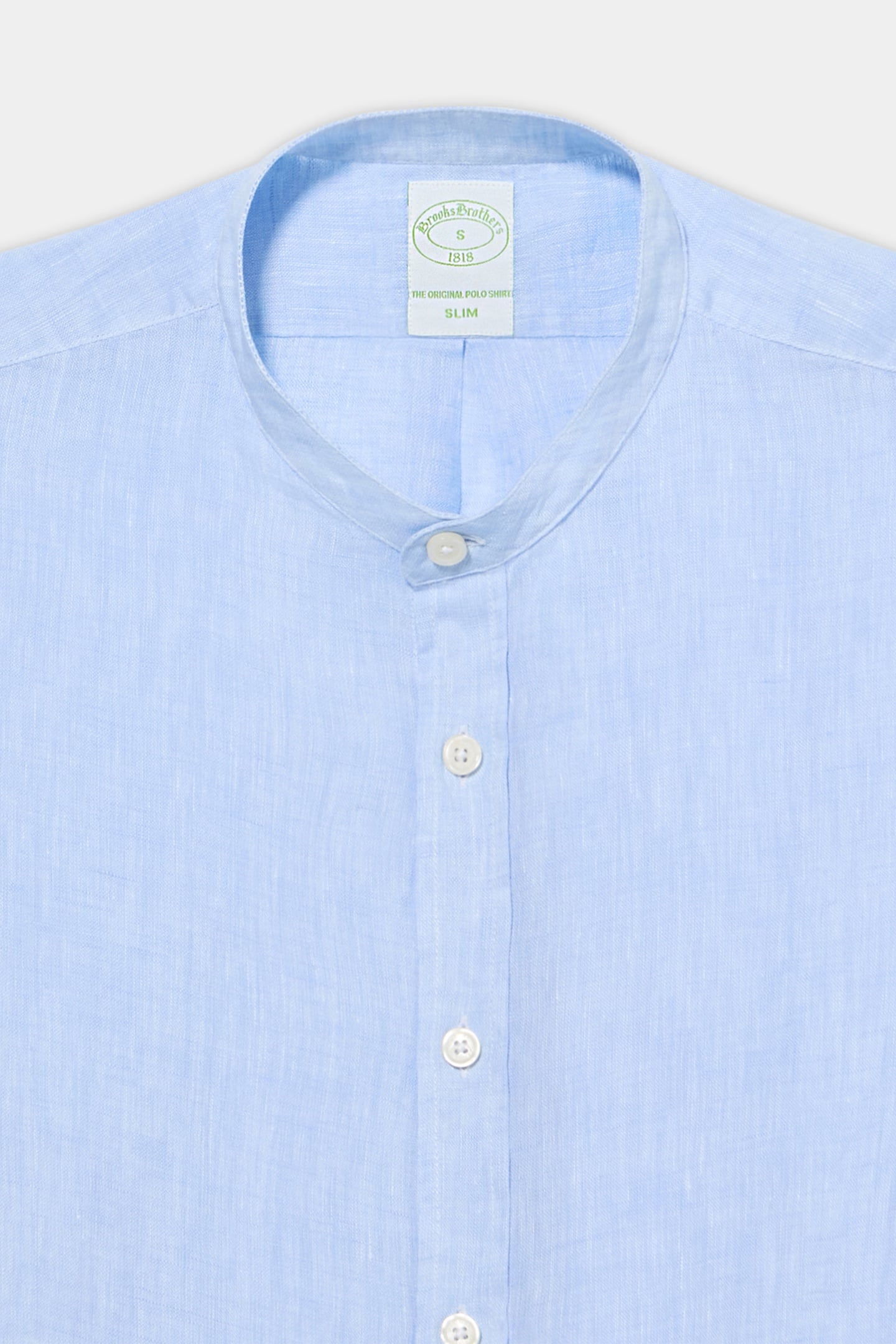 STAND COLLAR SHIRT LINEN LIGHT BLUE 4