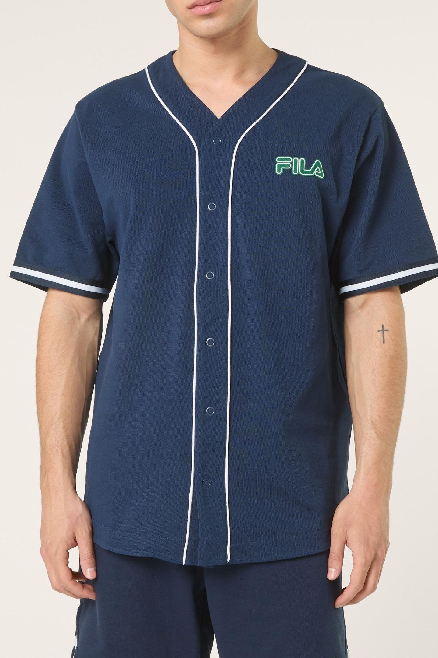 STATUTO LOOSE PIQUE BASEBALL SHIRT BLACK IRIS 1