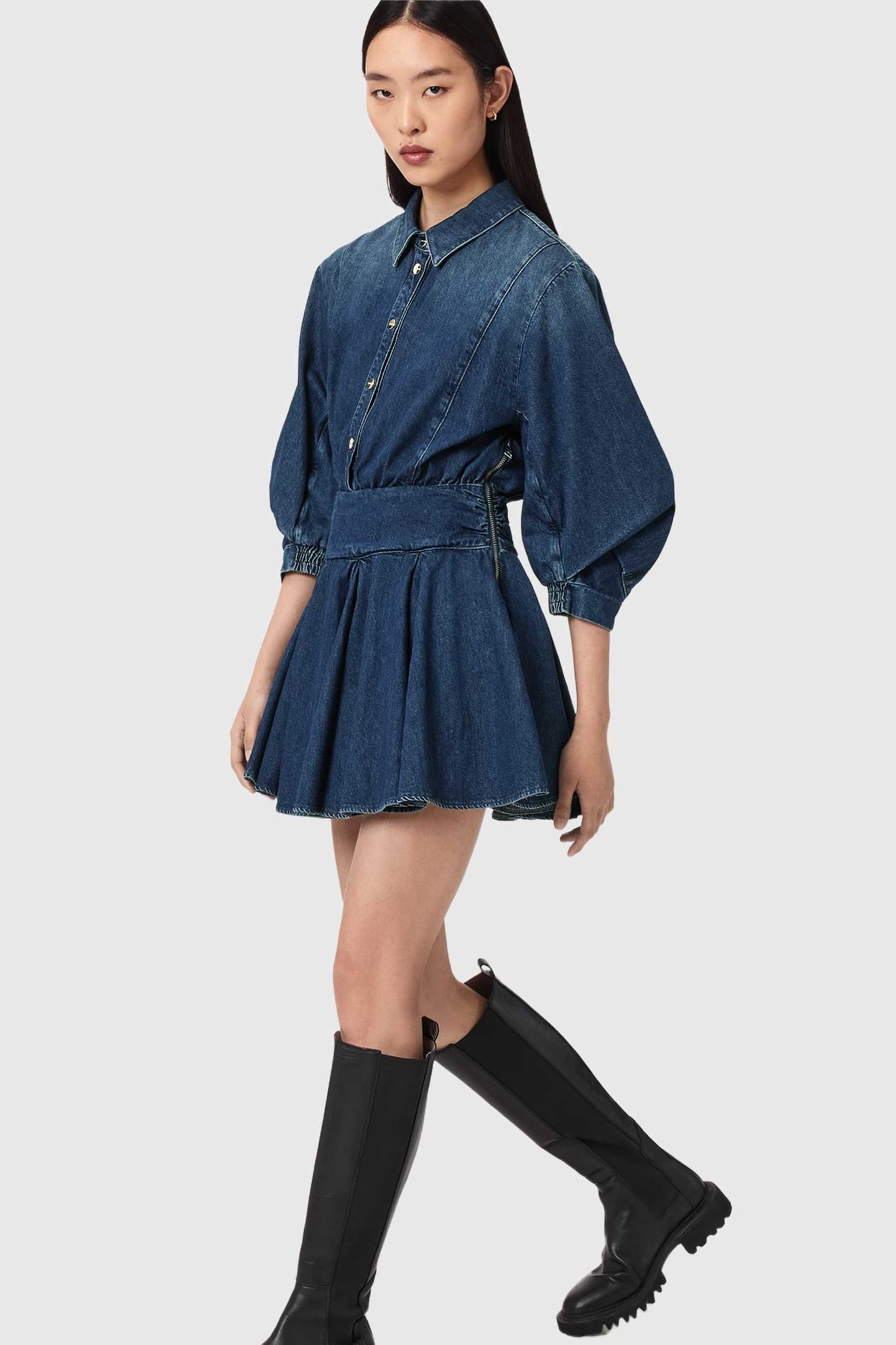 ARLO DENIM DRESS MID INDIGO 1