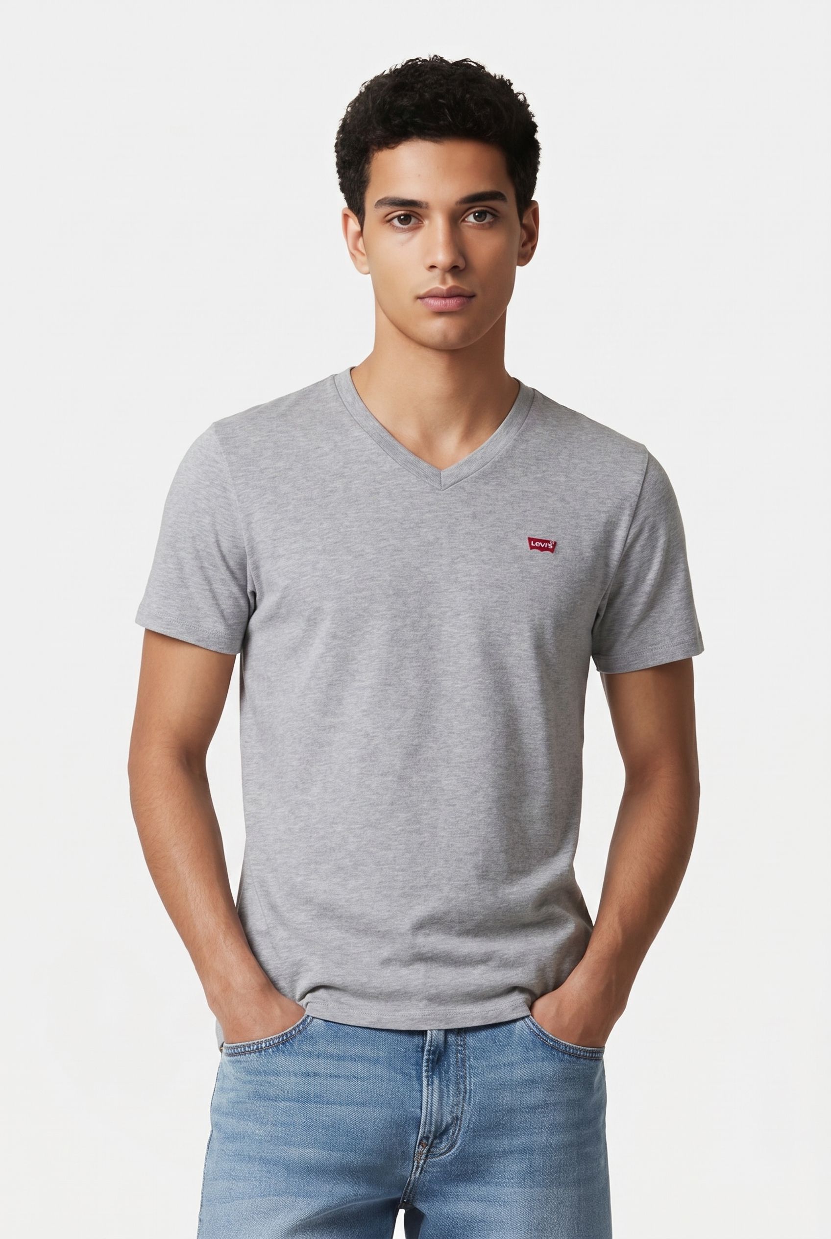 LSECLASSIC HM V NECK TEE MID TONE HEATHER GREY PK 1