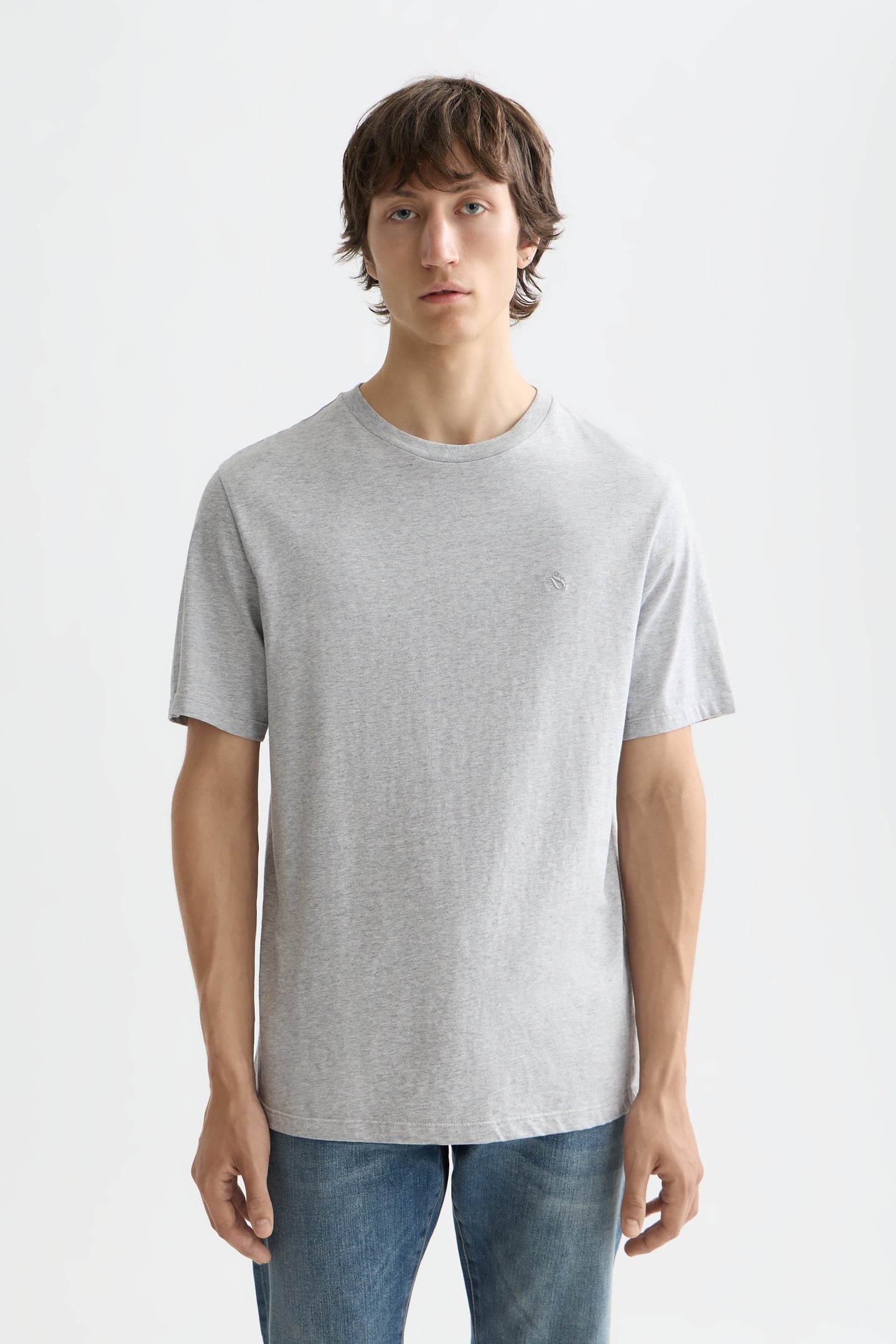 NOS CHEST LOGO REGULAR-FIT T-SHIRT GREY MELANGE 1