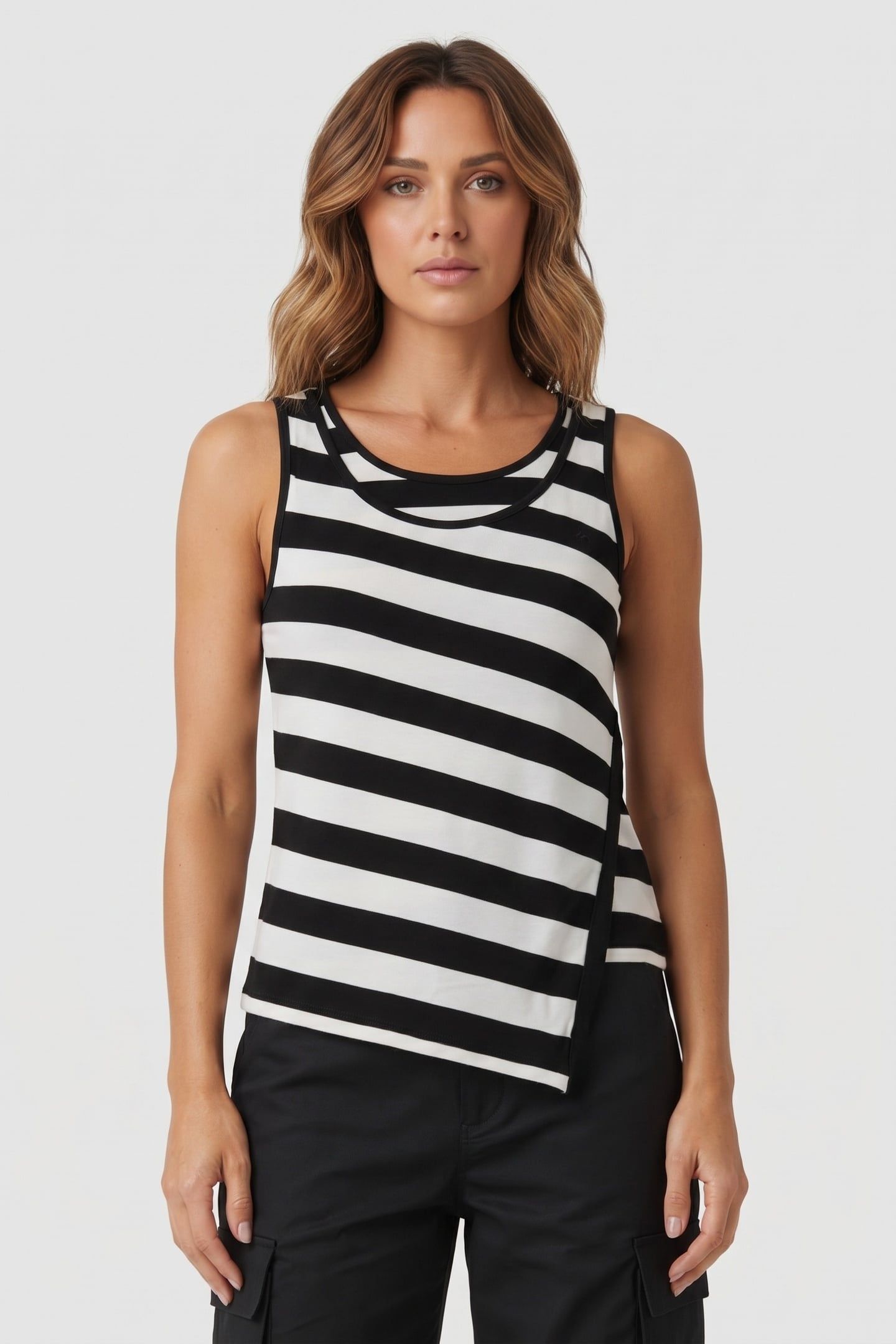 SLIM FIT STRIPED COTTON JERSEY TANK TOP WITH LOGO EMBROIDERY 1