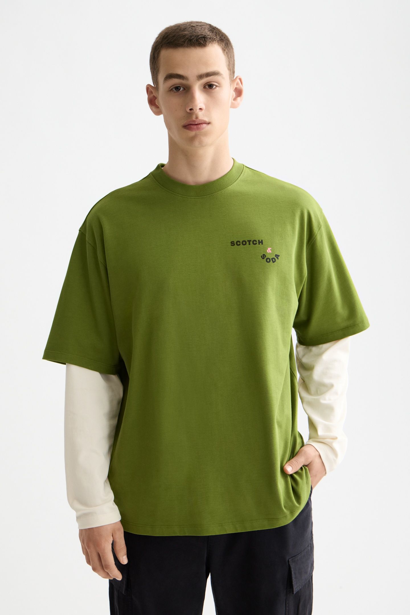 LOOSE FIT FRONT AND BACK ARTWORK T-SHIRT CALLA GREEN 1