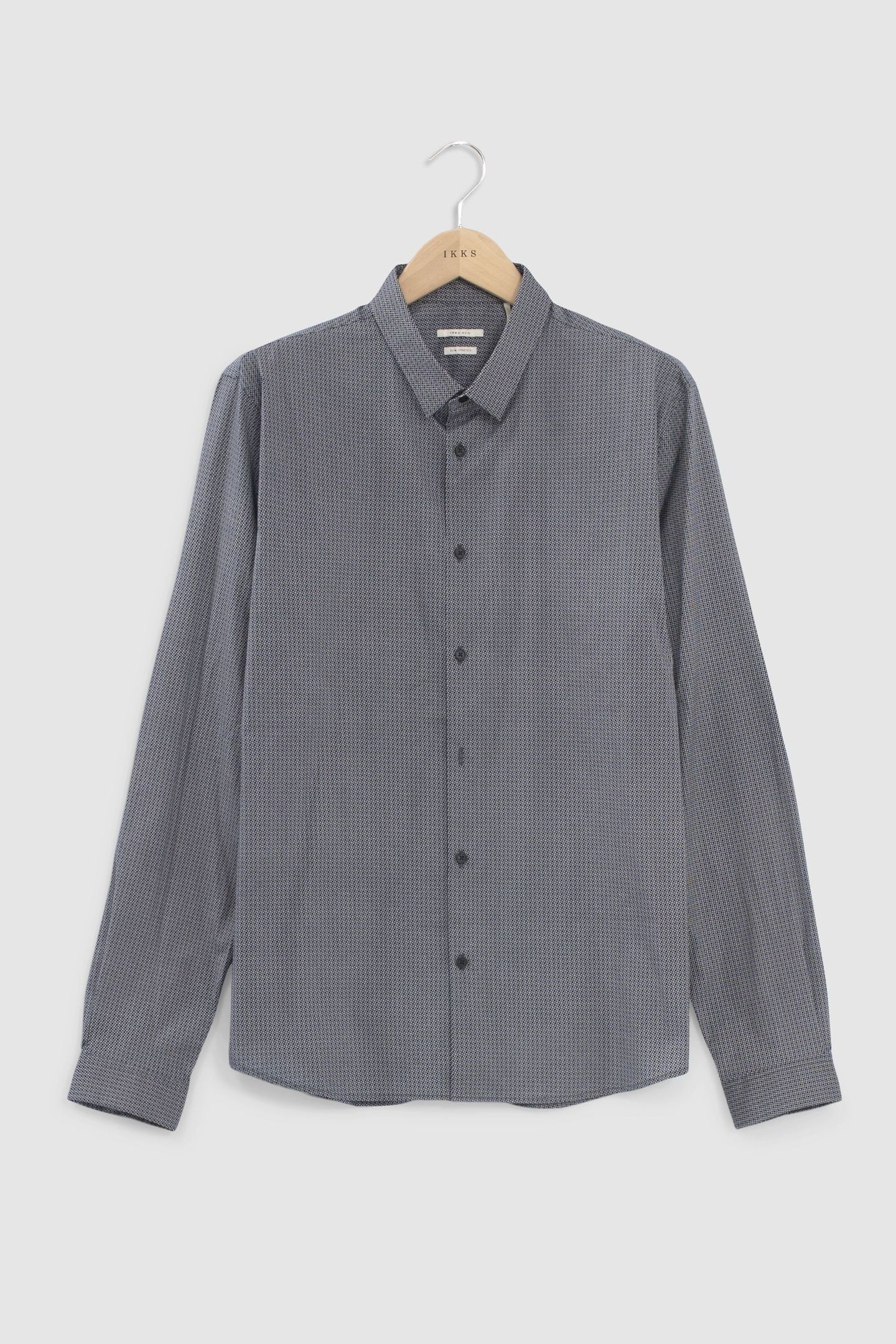 NAVY MINIMALIST PRINT EASY CARE SLIM SHIRT 4