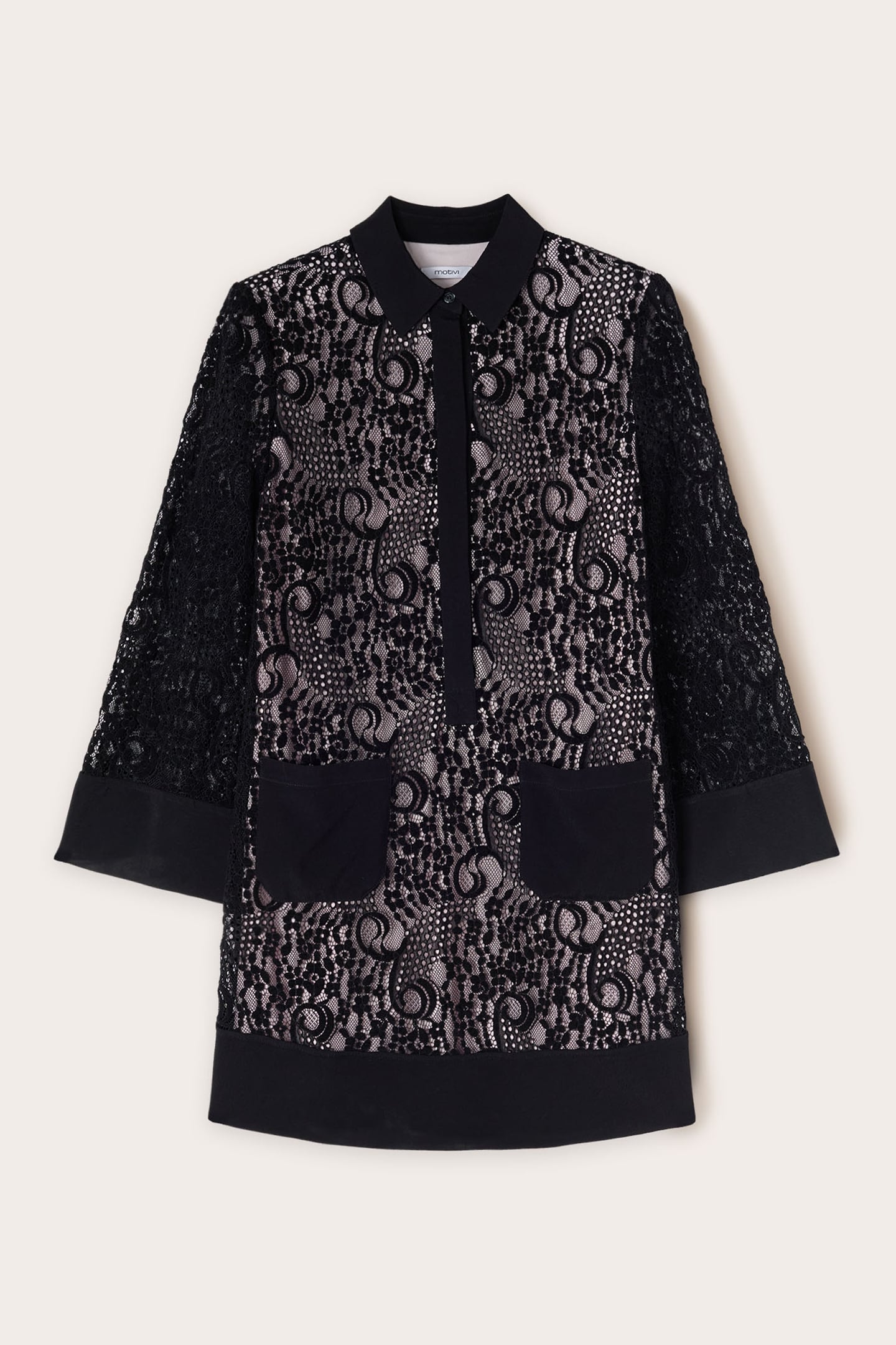 MACRAMÉ LACE CHEMISIER DRESS BLACK 4