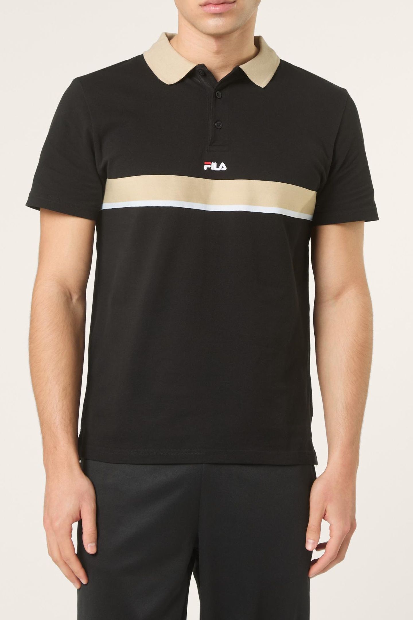 SAGANO RELAXED TAPED POLO SHIRT BLACK 1