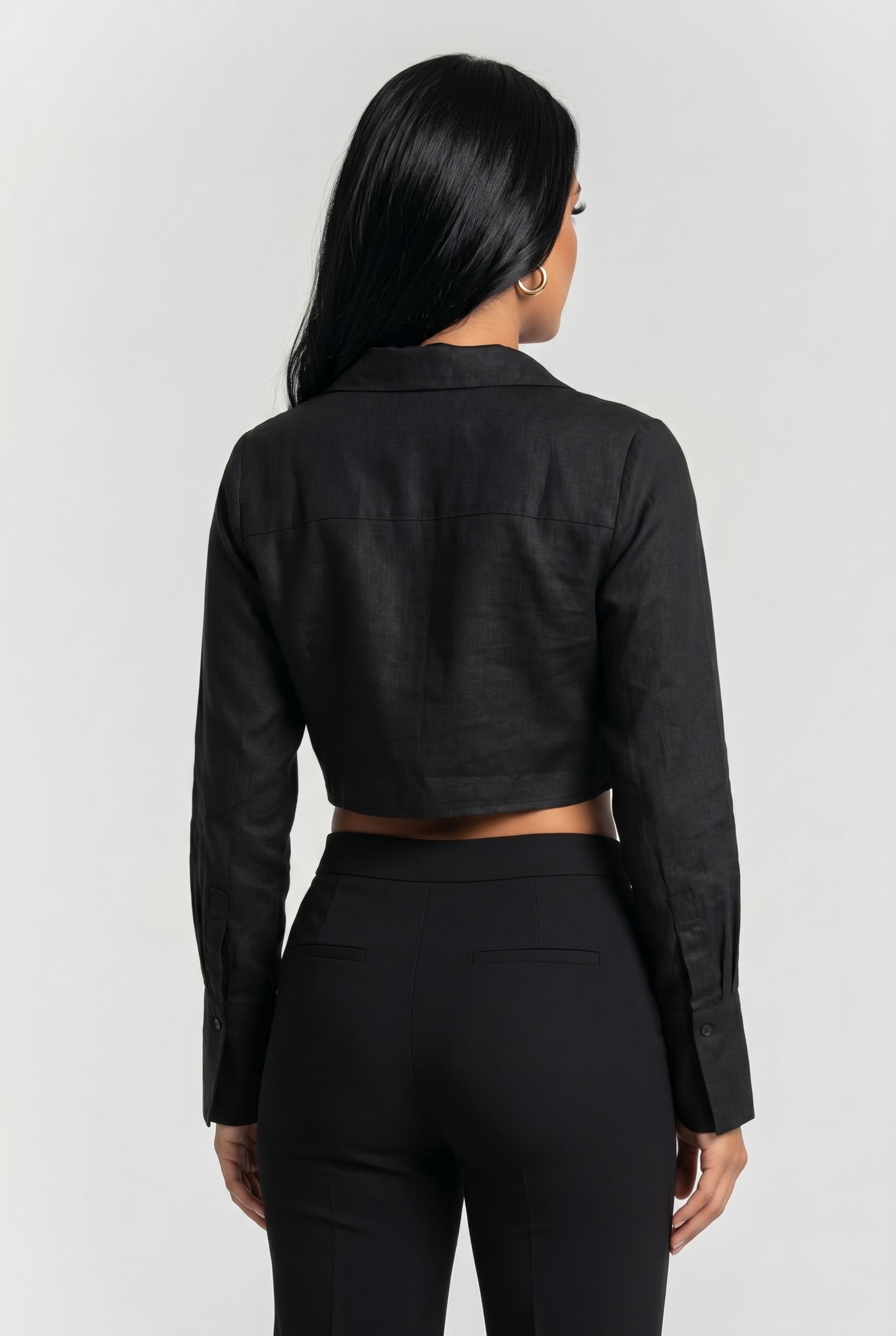 LINEN WRAP TOP BLACK 2