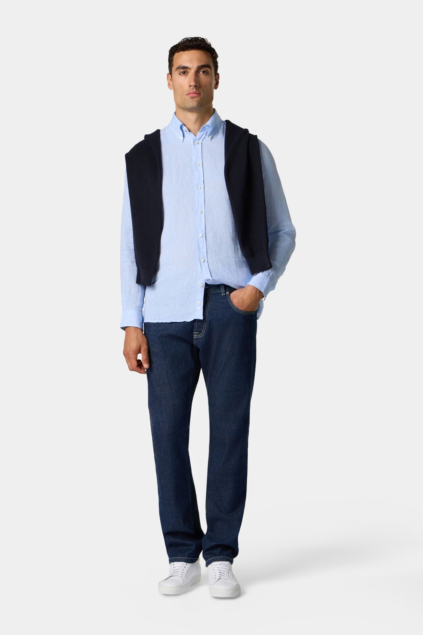 SLIM FIT LINEN BUTTON DOWN SHIRT LIGHT BLUE 2