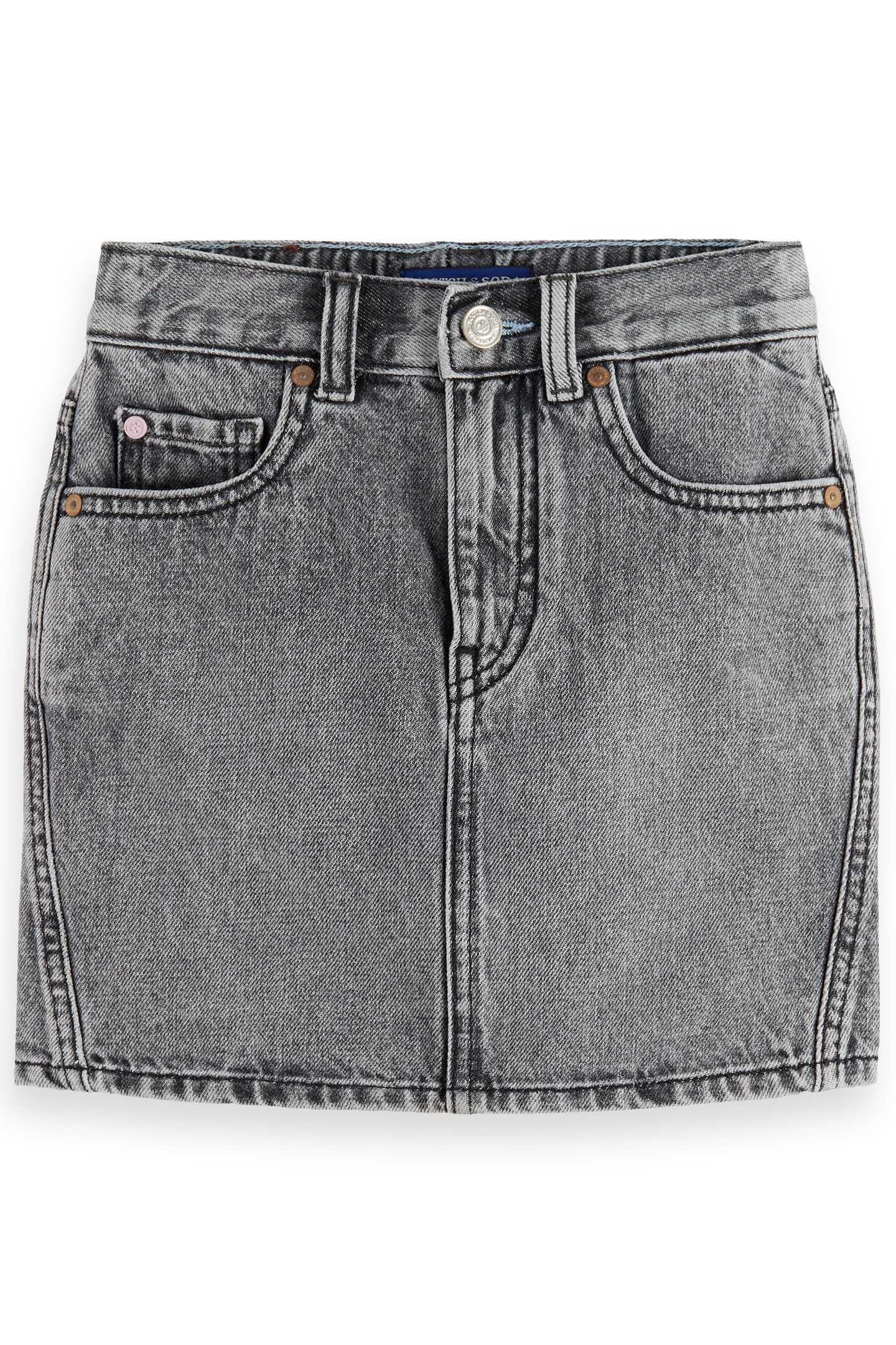 GIRL WASHED BLACK DENIM MINI SKIRT — BLACK SPARK BLACK SPARK 1