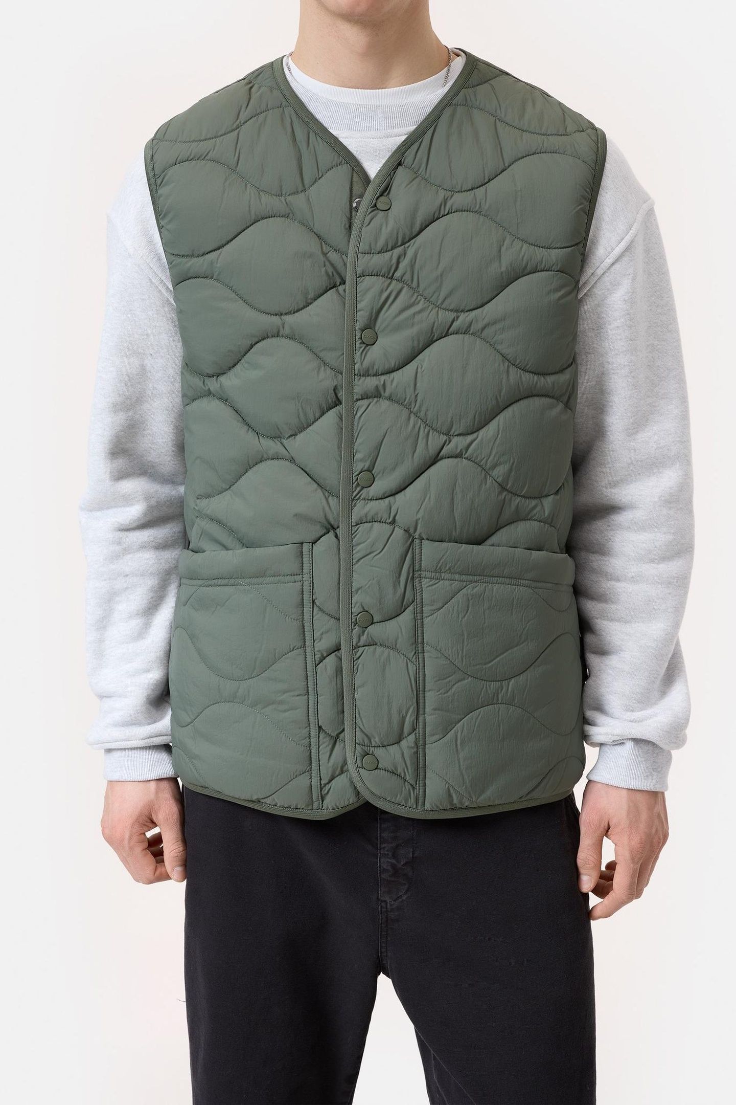 QUILTED GILET OLIVE GREEN 1