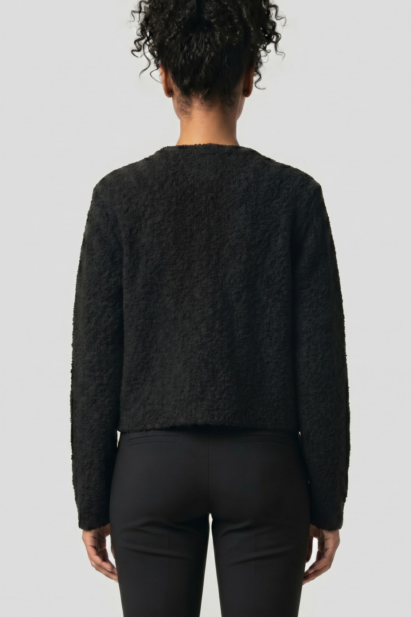 CREW NECK CARDIGAN BOUCLÉ BLACK 2